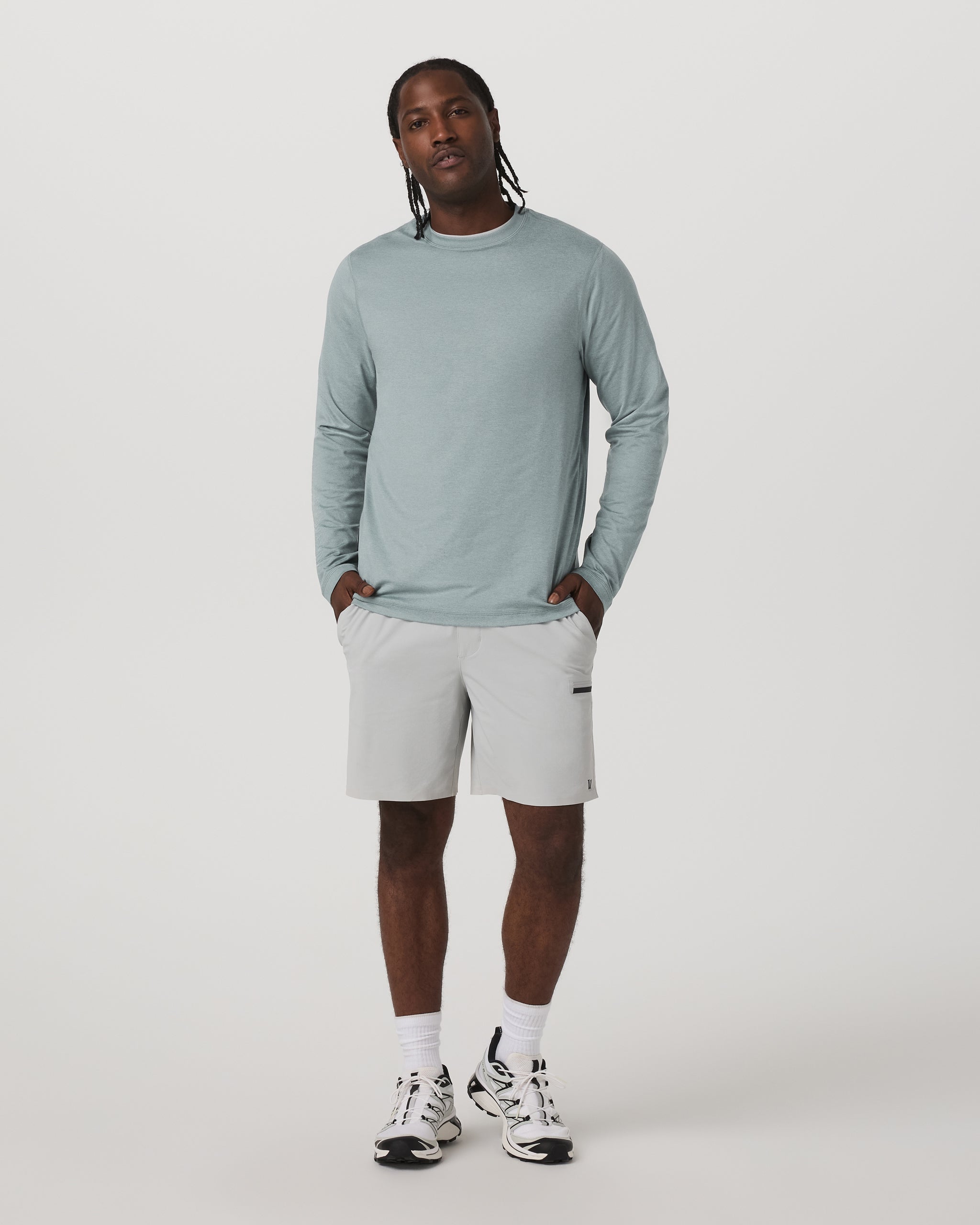 Long Sleeve Ponto Performance Tee | Misty Blue Heather - Image 4