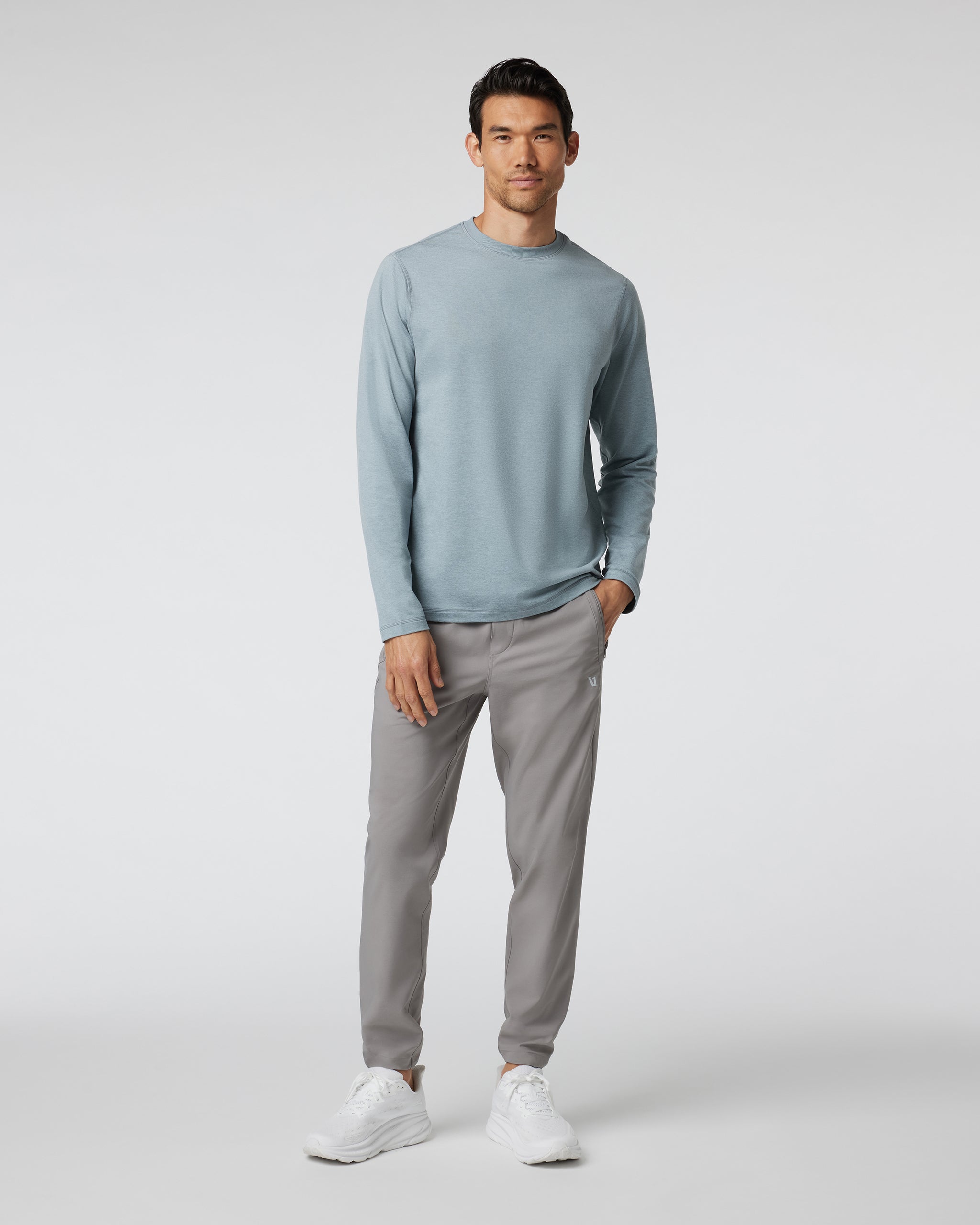Long Sleeve Ponto Performance Tee | Steel Heather - Image 3