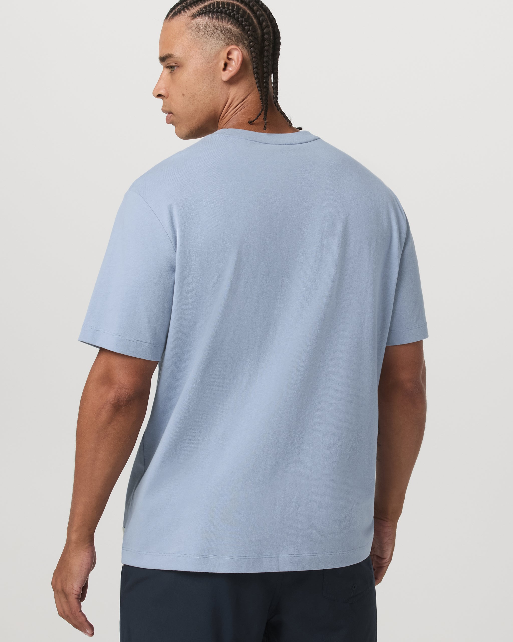 Short Sleeve Vuori Heavyweight Cotton Tee - Relaxed Fit | Blue Dusk - Image 4