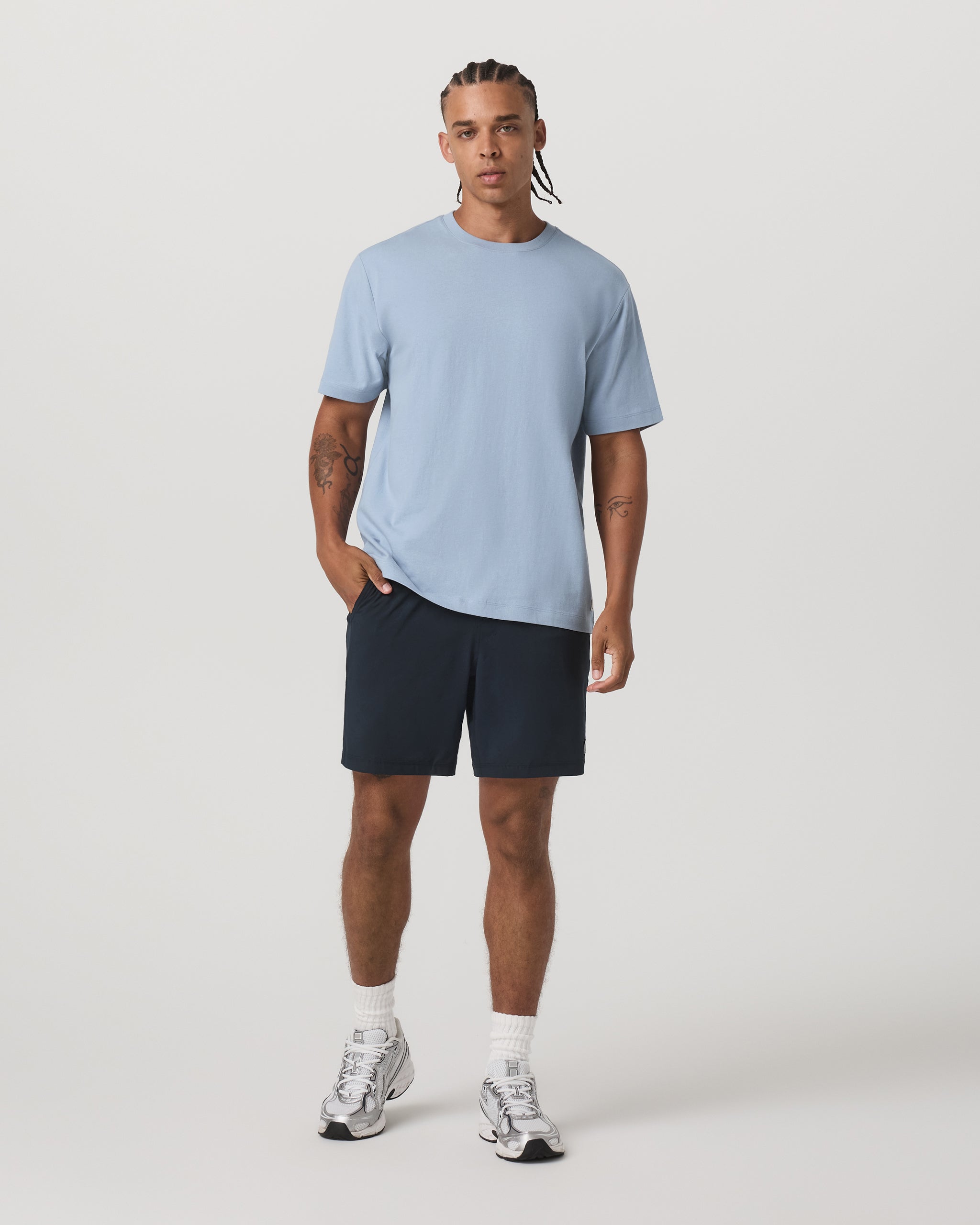 Short Sleeve Vuori Heavyweight Cotton Tee - Relaxed Fit | Blue Dusk - Image 3