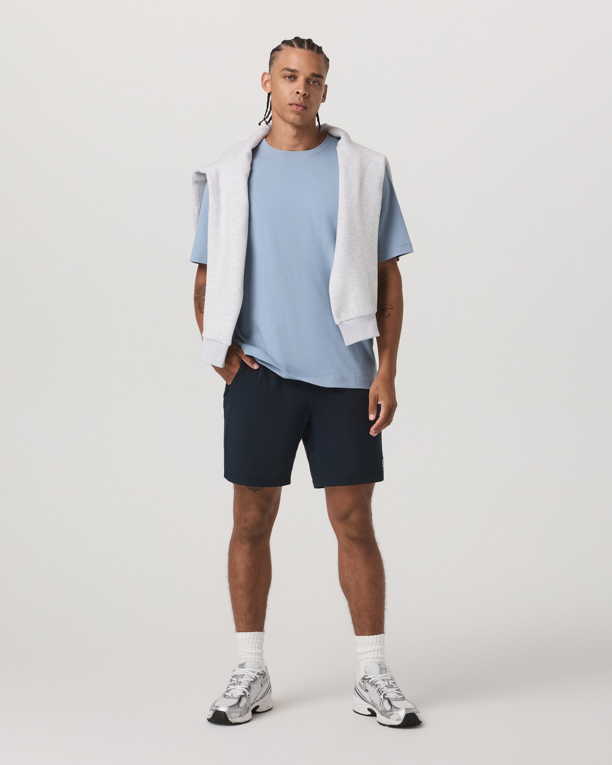 Short Sleeve Vuori Heavyweight Cotton Tee - Relaxed Fit | Blue Dusk - Image 5