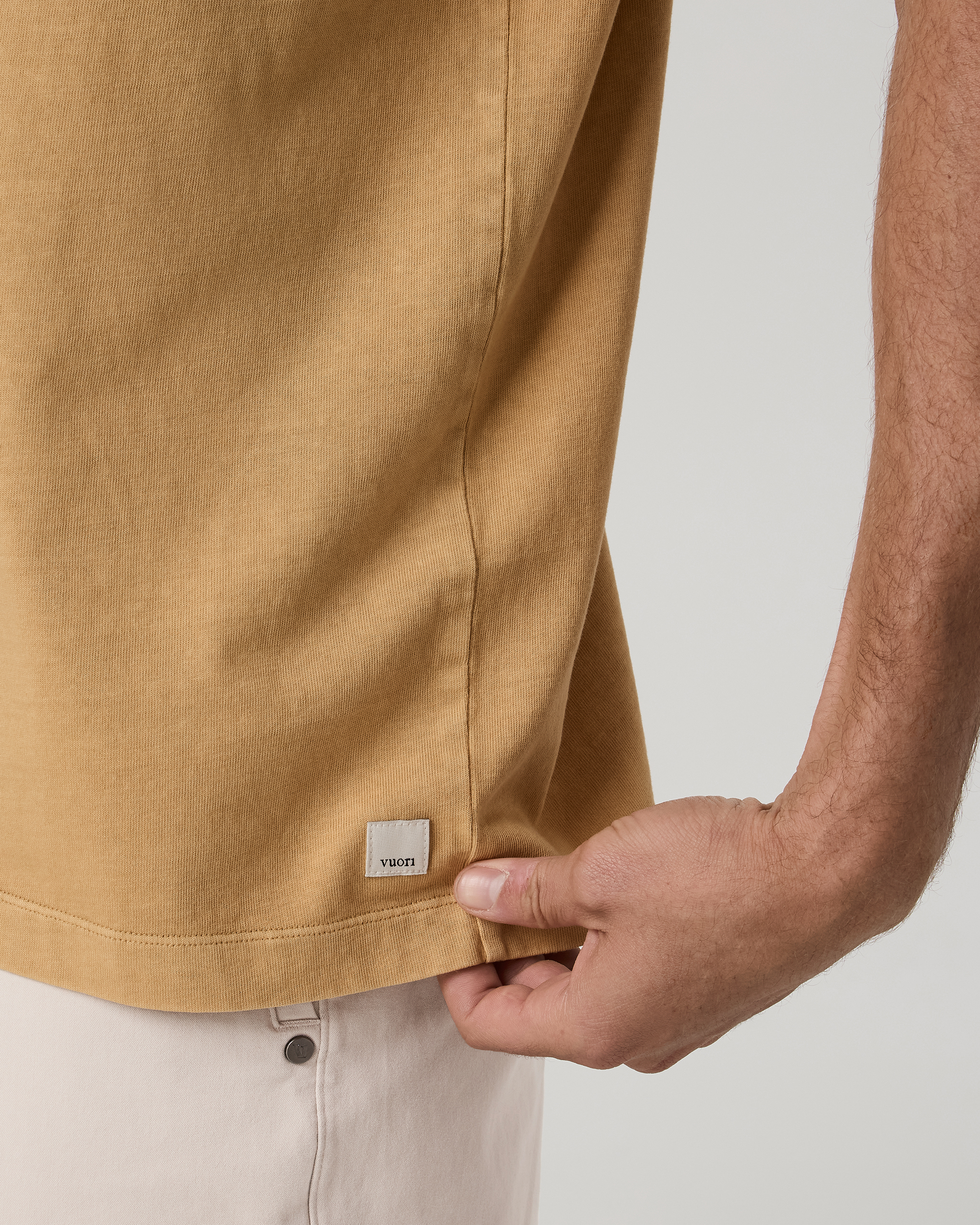 Short Sleeve Vuori Heavyweight Tee - Relaxed Fit | Golden Brown Garment Dye - Image 5