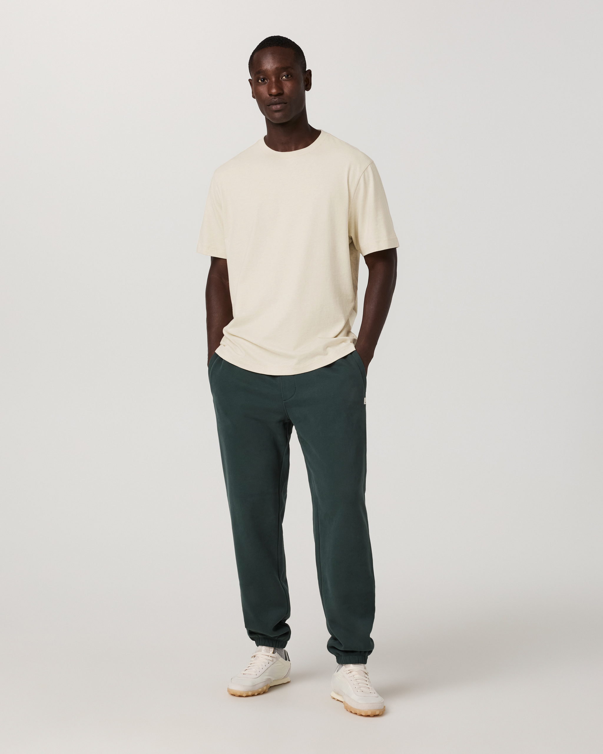Short Sleeve Vuori Heavyweight Tee - Relaxed Fit | Buttermilk Heather - Image 3