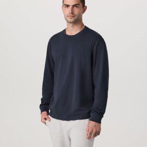 Long Sleeve Vuori Heavyweight Cotton Tee - Relaxed Fit | Navy