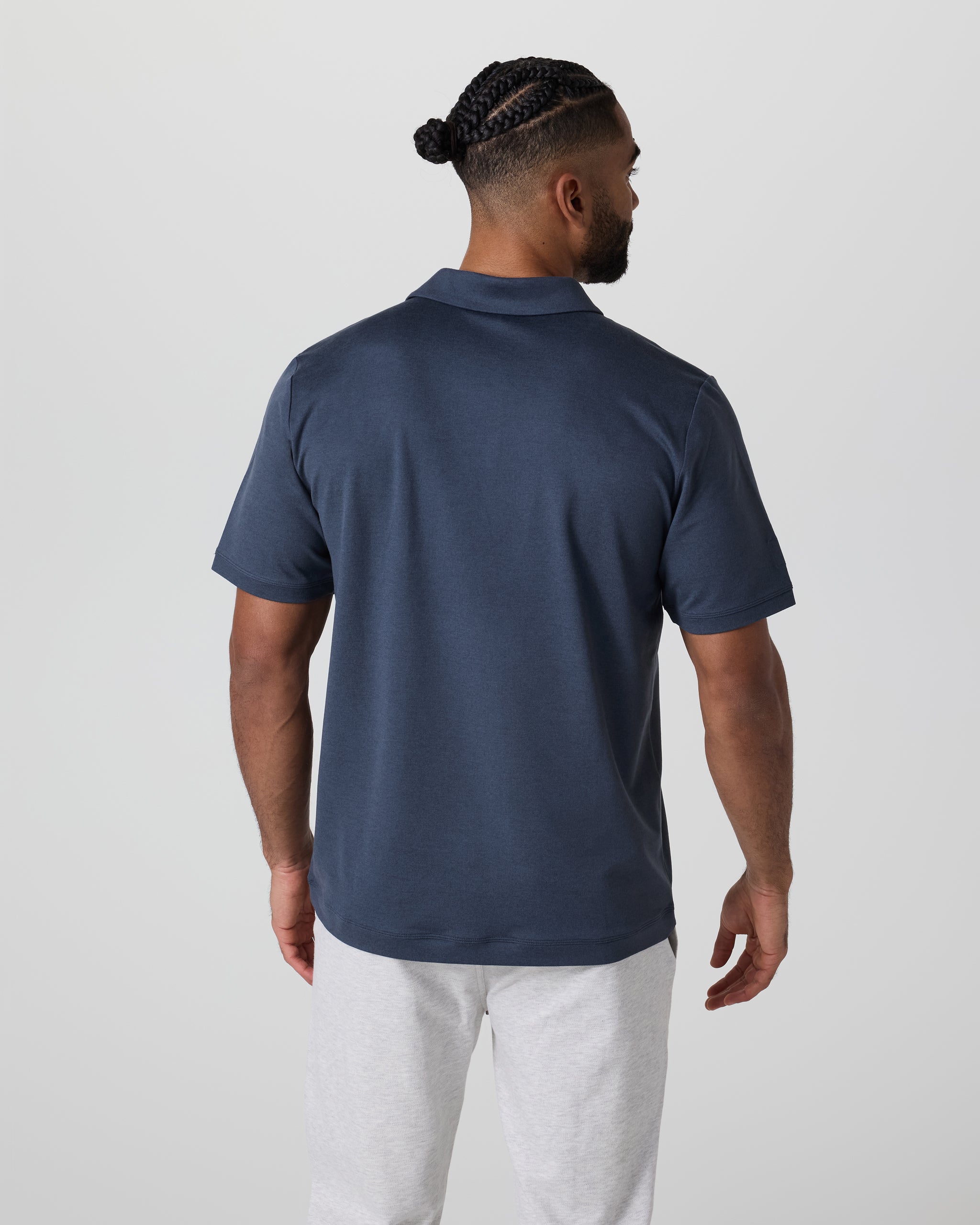 Short Sleeve Ponto Performance Polo | Azure Heather - Image 3