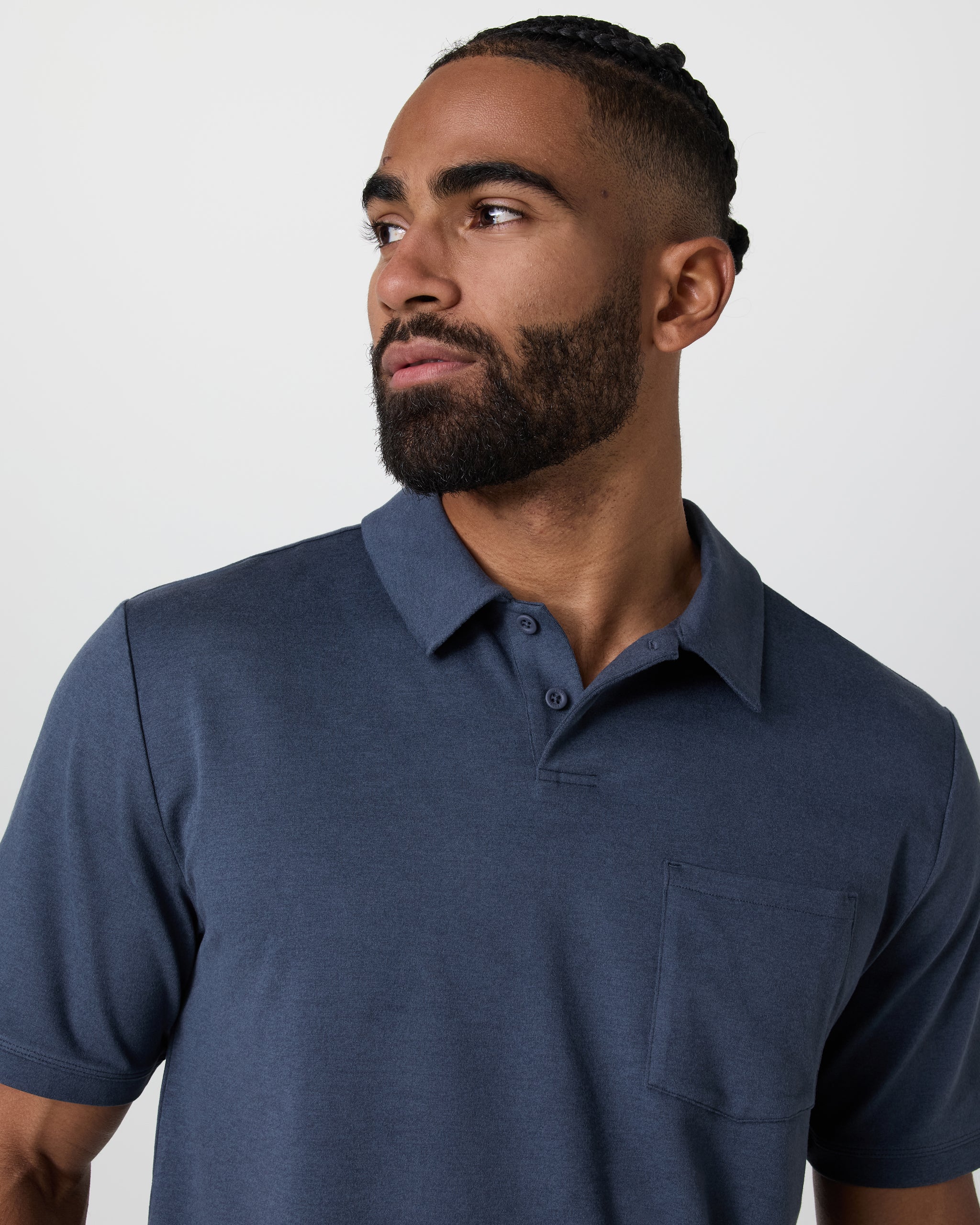 Short Sleeve Ponto Performance Polo | Azure Heather - Image 2