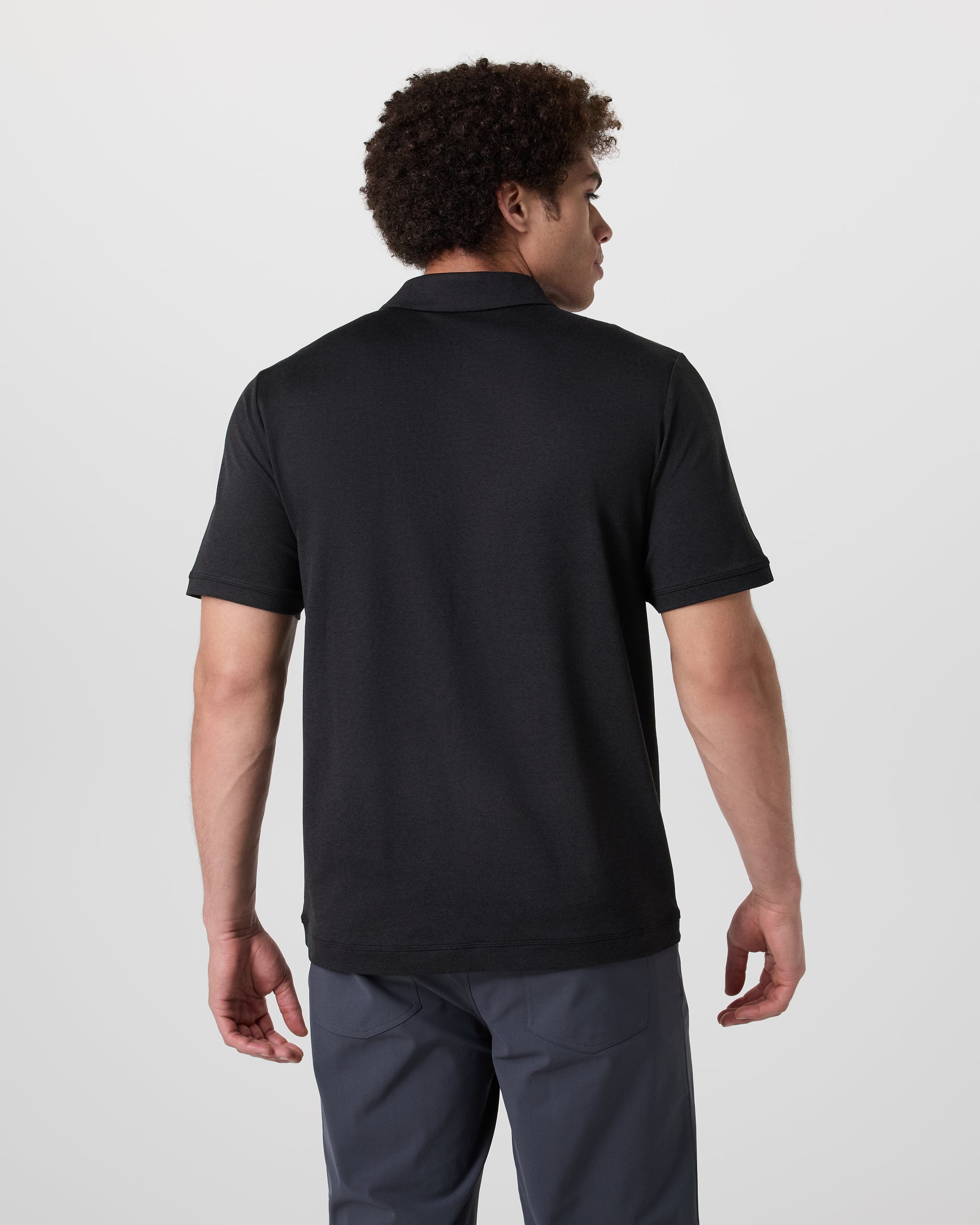 Short Sleeve Ponto Performance Polo | Black Heather - Image 2