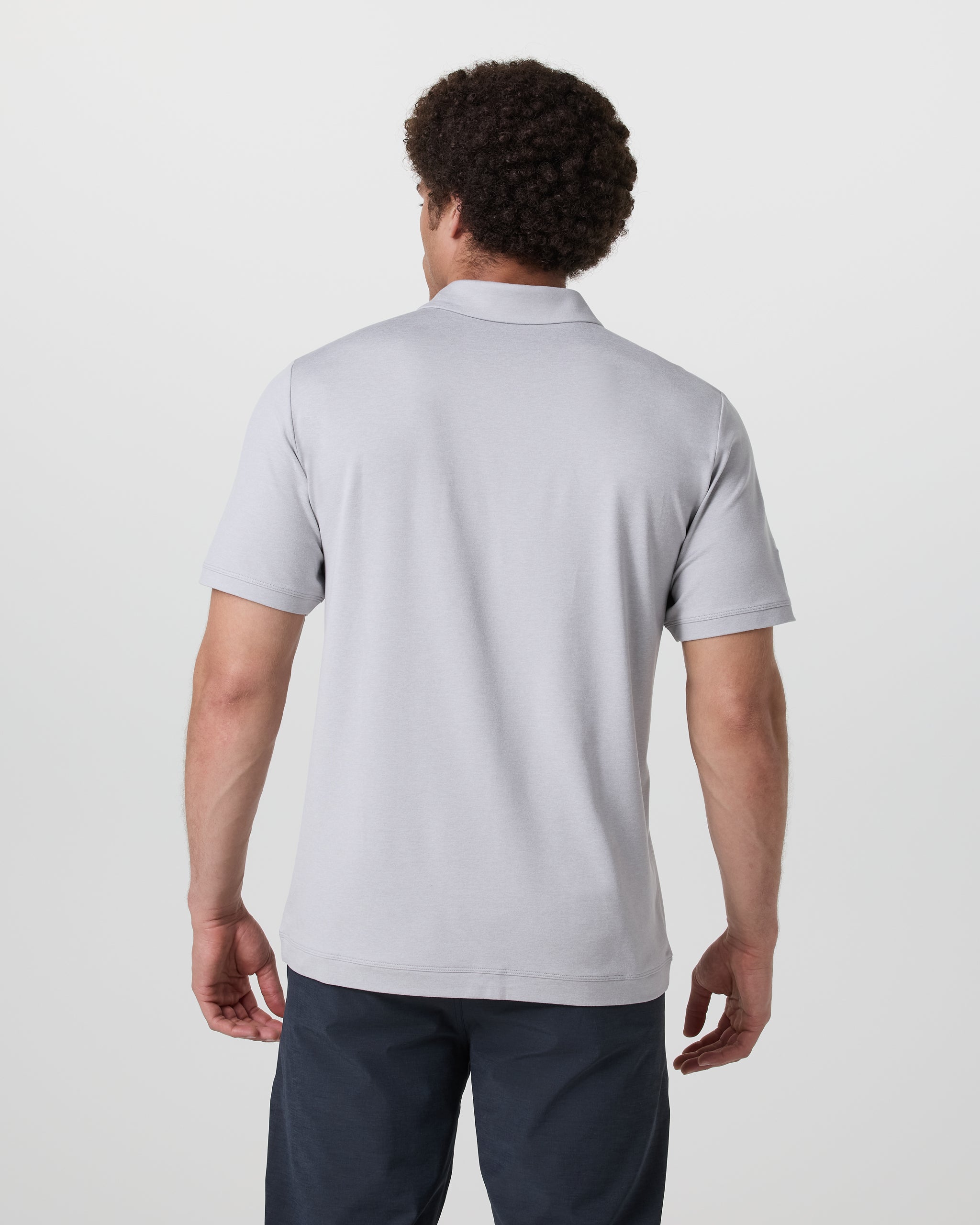 Short Sleeve Ponto Performance Polo | Frost Grey Heather - Image 3