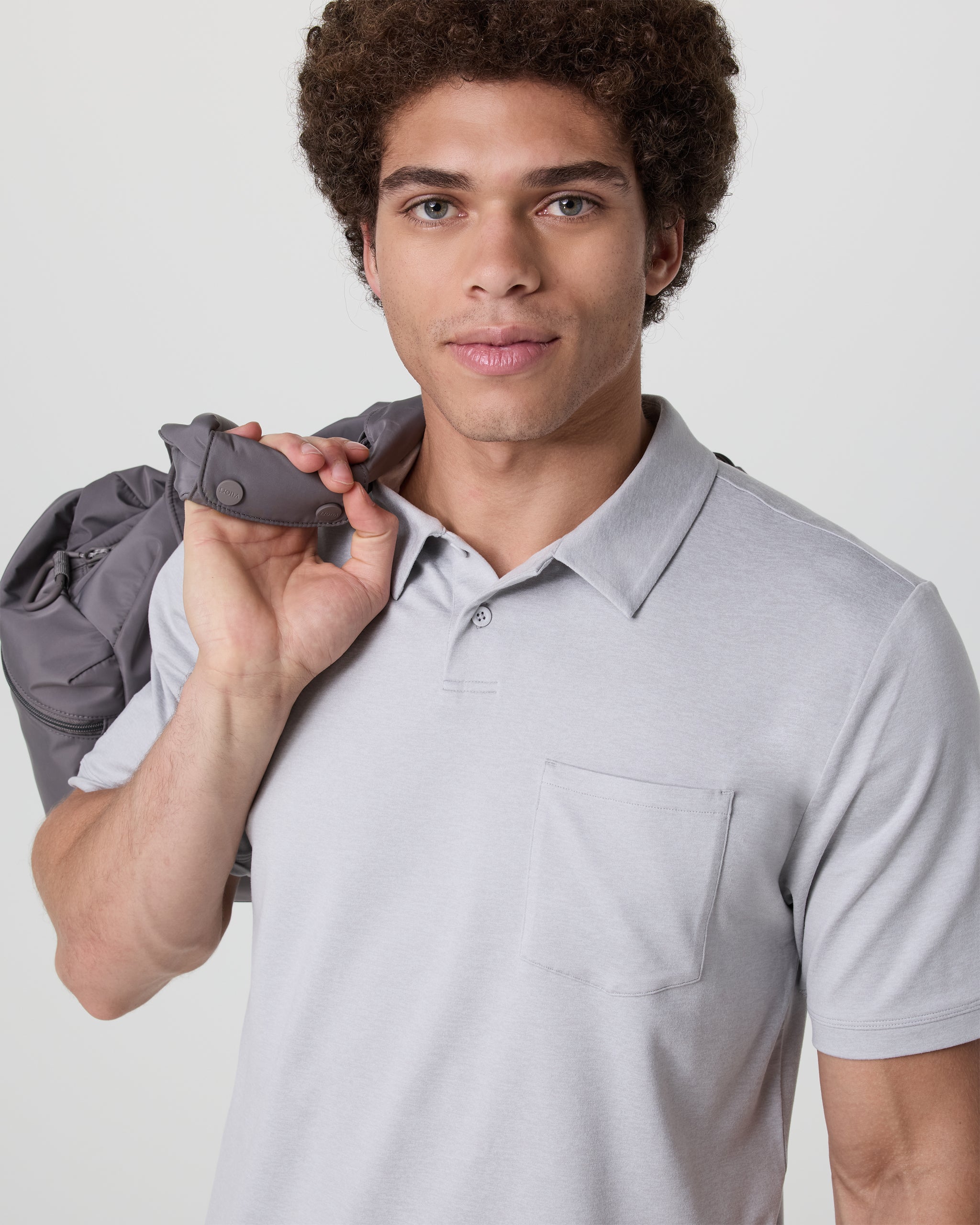 Short Sleeve Ponto Performance Polo | Frost Grey Heather - Image 2