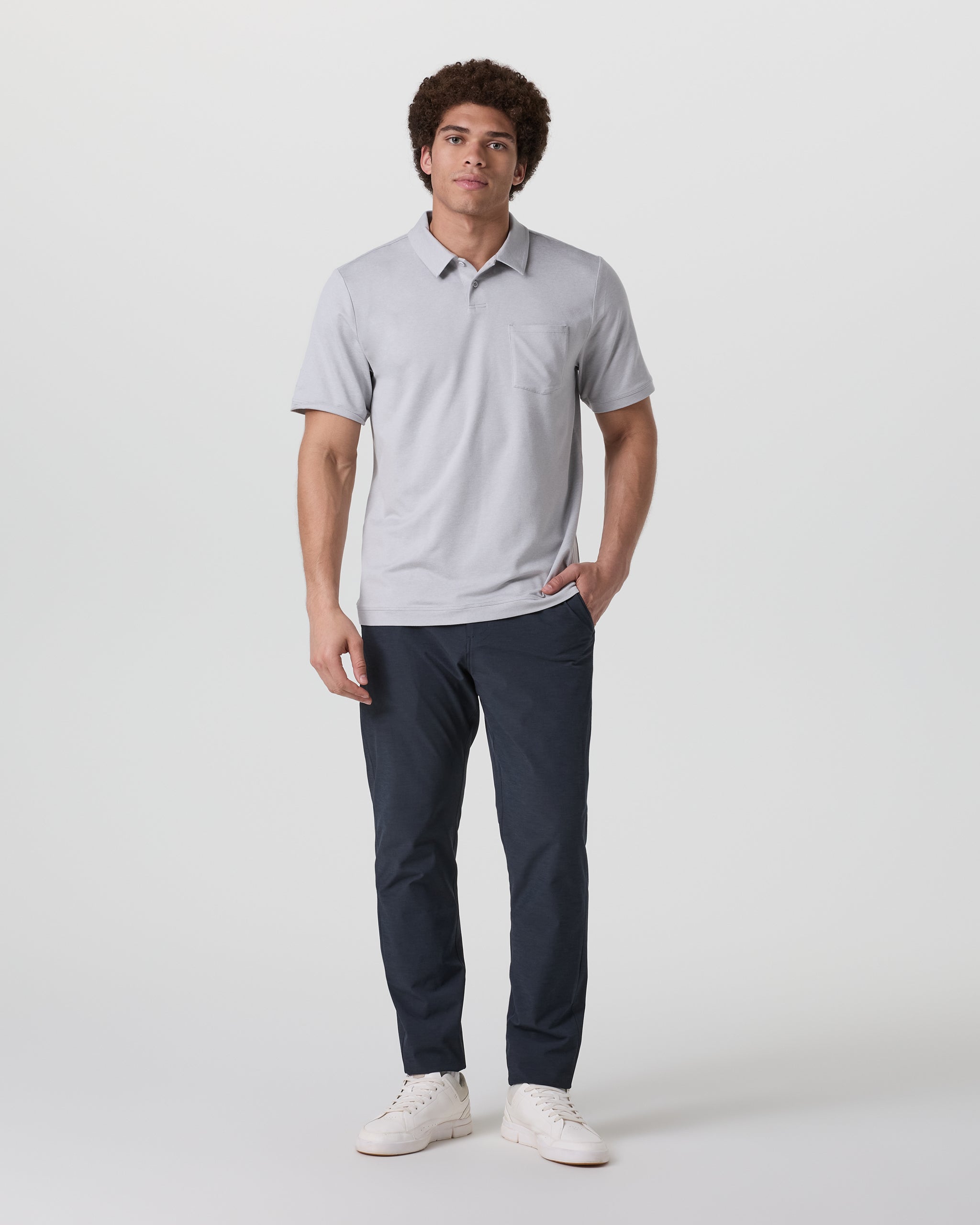 Short Sleeve Ponto Performance Polo | Frost Grey Heather - Image 5