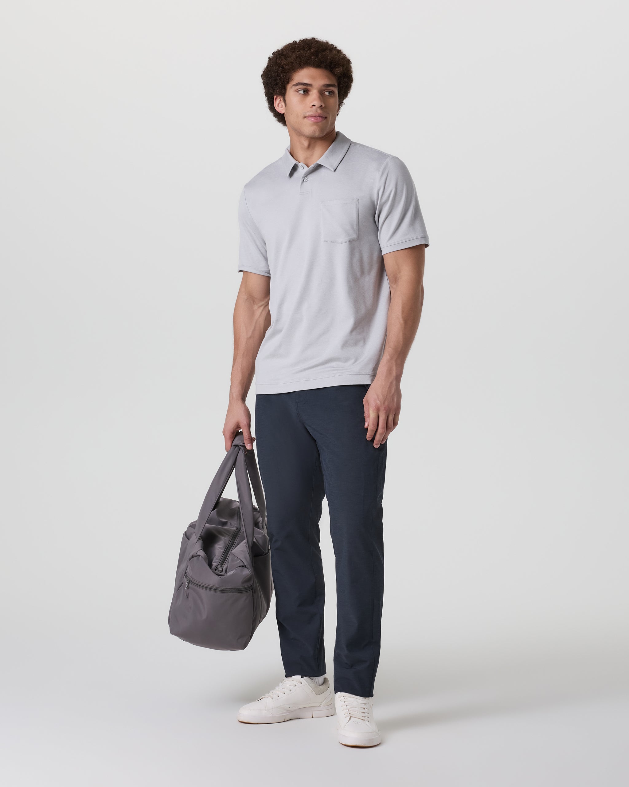 Short Sleeve Ponto Performance Polo | Frost Grey Heather - Image 4