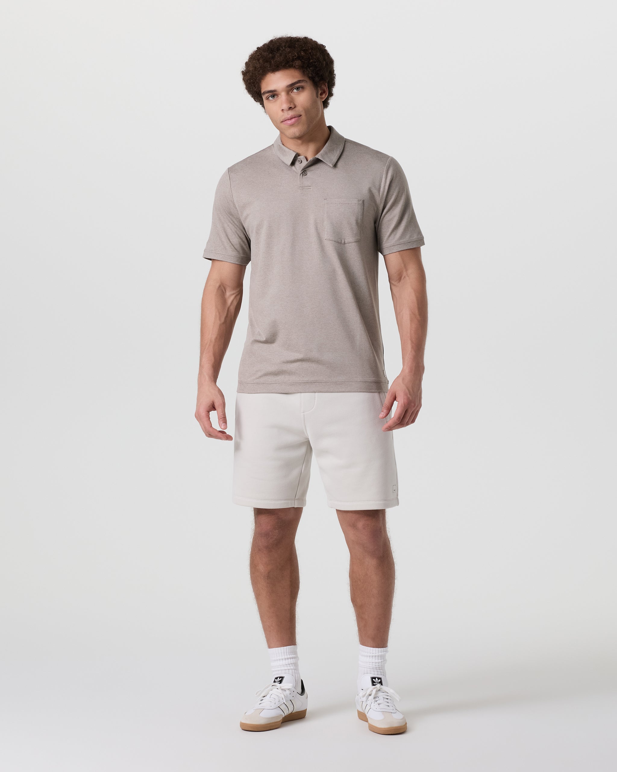 Short Sleeve Ponto Performance Polo | Mocha Heather - Image 4