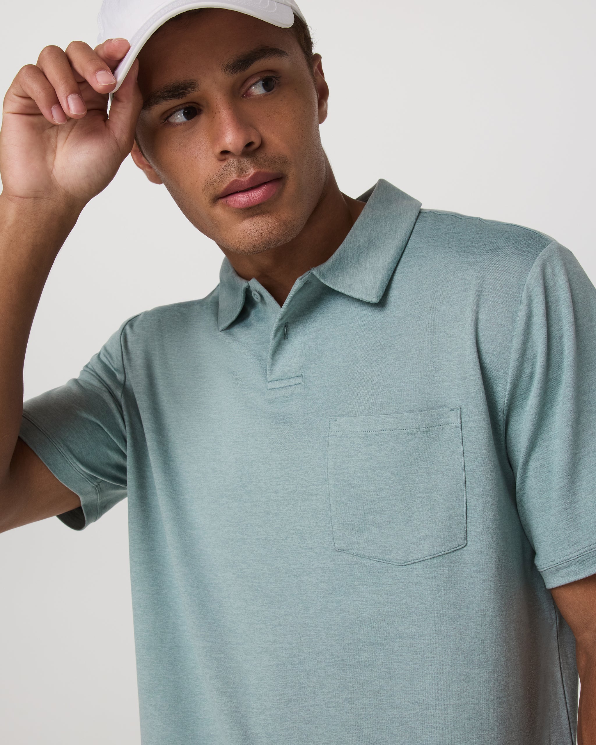 Short Sleeve Ponto Performance Polo | Misty Blue Heather