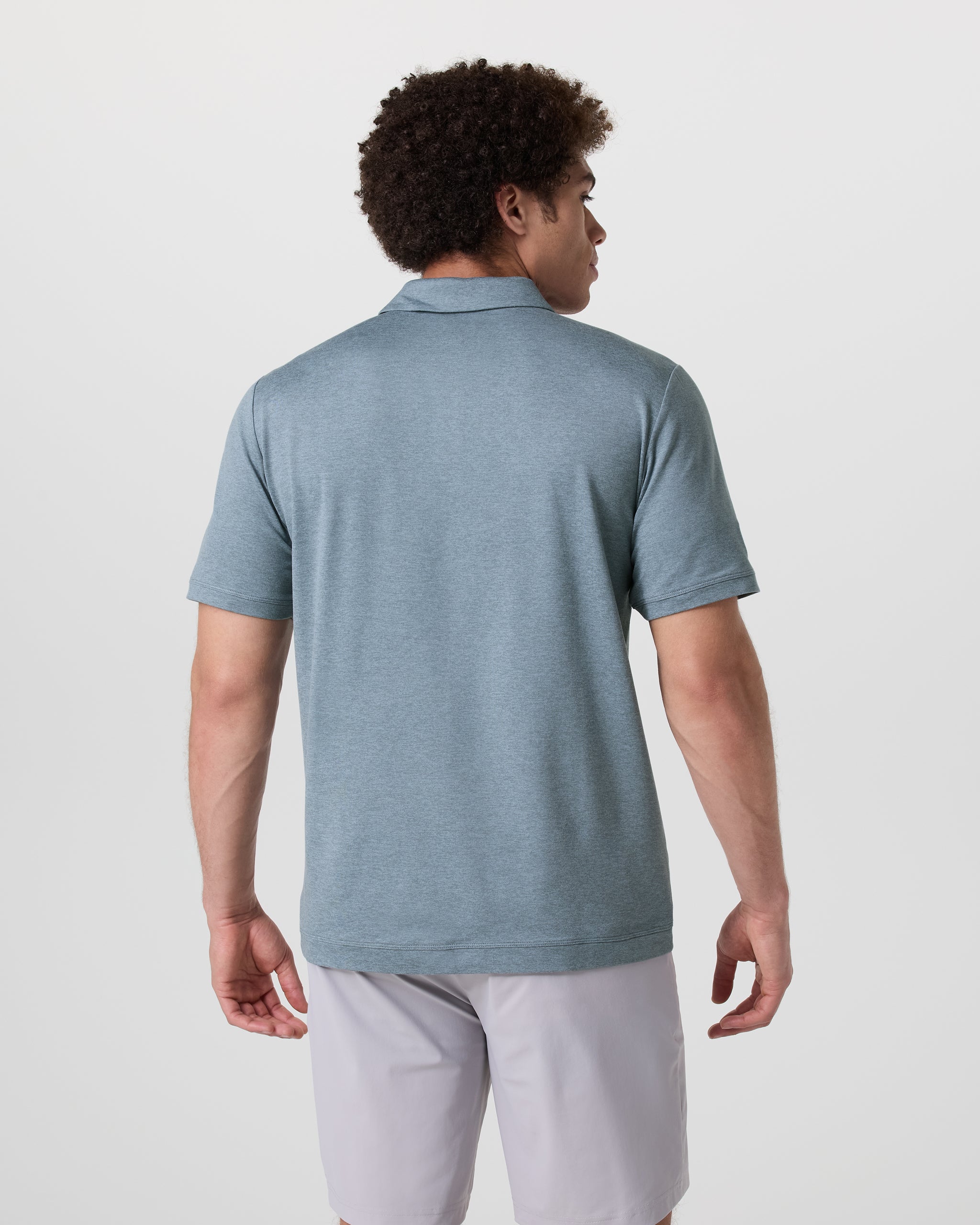 Short Sleeve Ponto Performance Polo | Dusty Blue Heather - Image 3