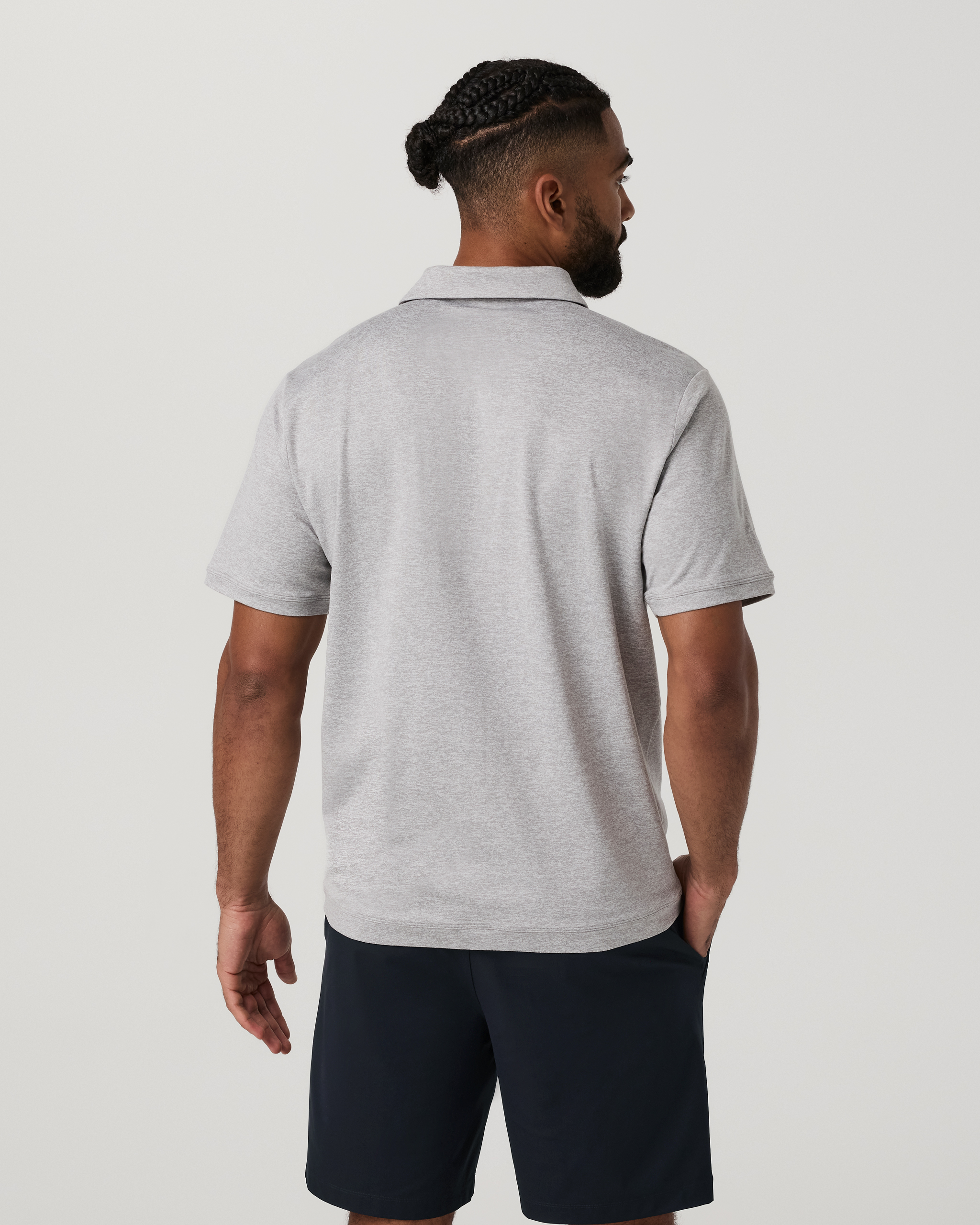 Short Sleeve Ponto Performance Polo | Light Heather Grey - Image 3