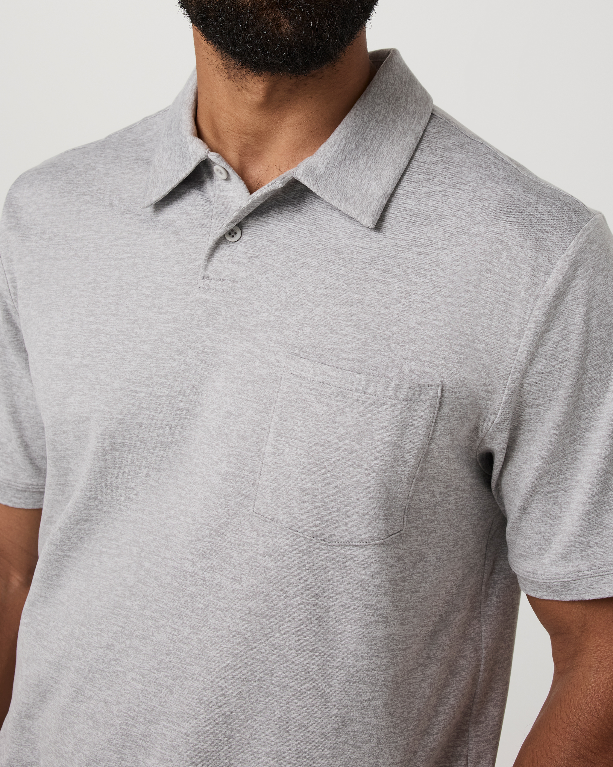 Short Sleeve Ponto Performance Polo | Light Heather Grey - Image 2
