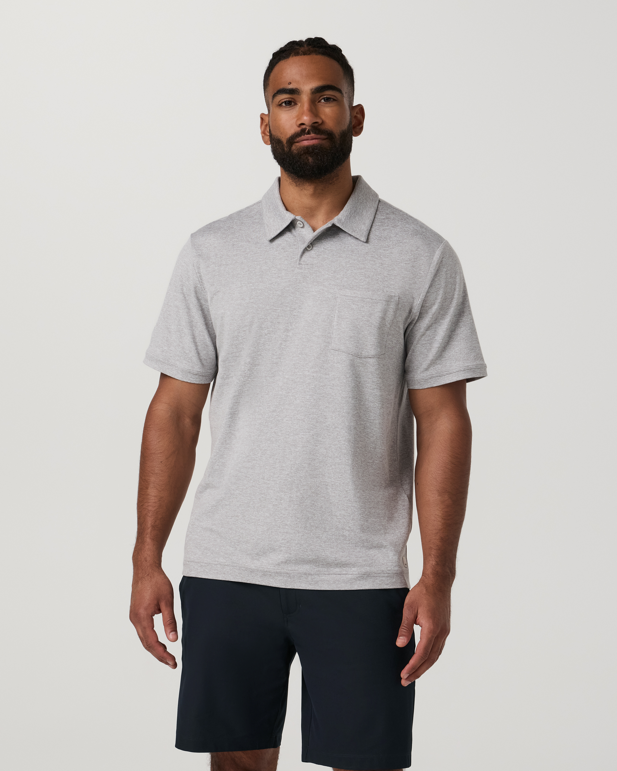 Short Sleeve Ponto Performance Polo | Light Heather Grey - Image 5