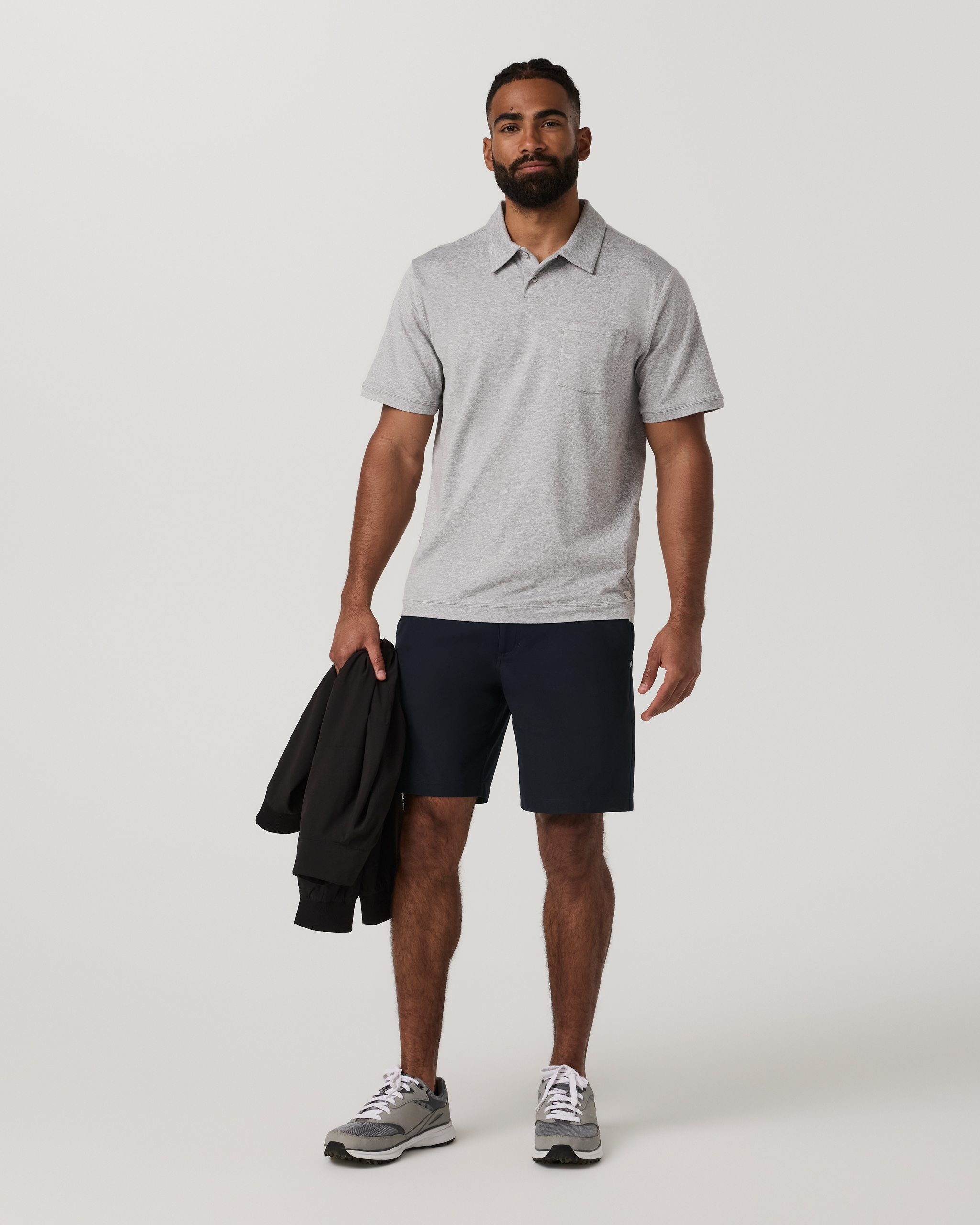 Short Sleeve Ponto Performance Polo | Light Heather Grey - Image 4