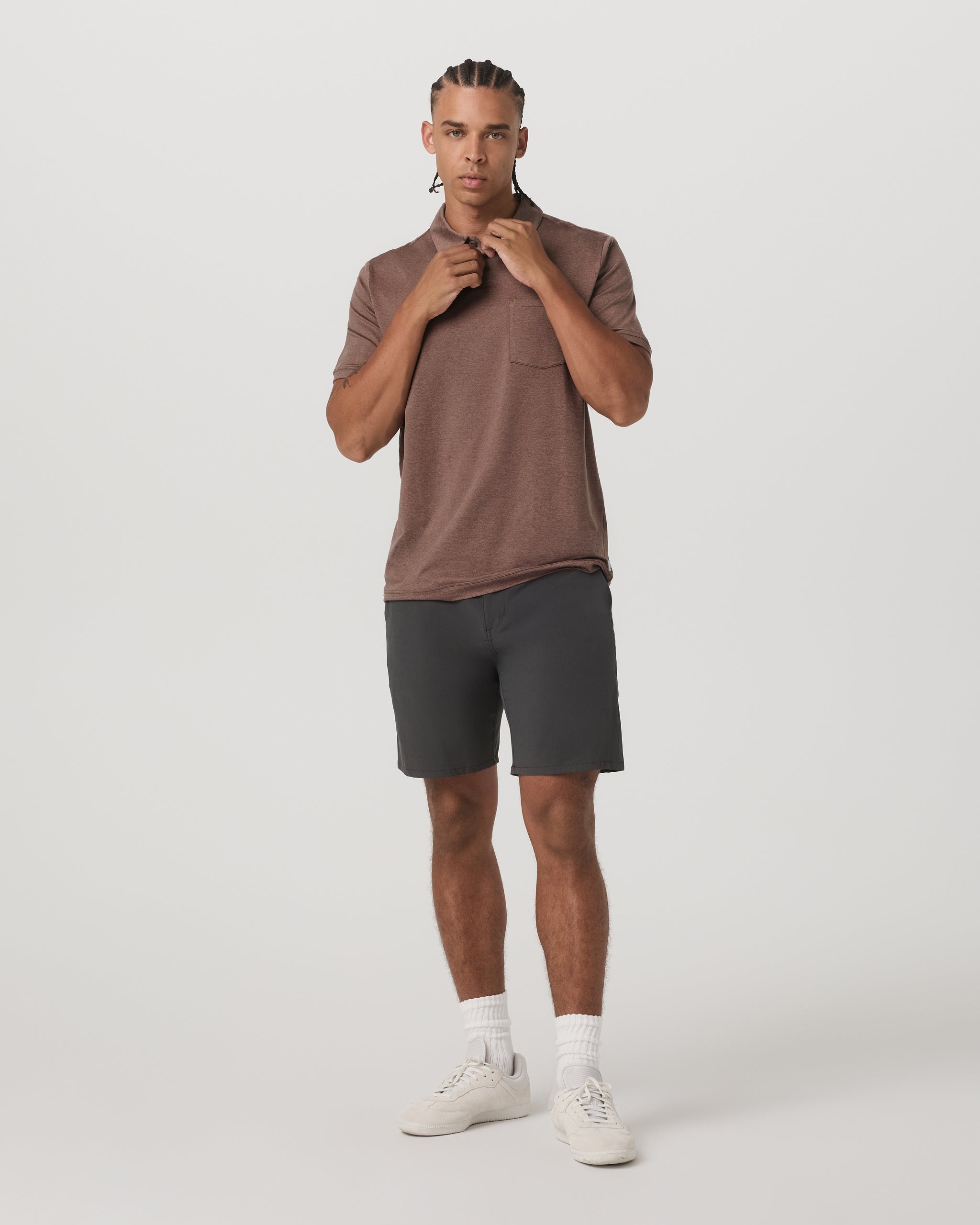 Short Sleeve Ponto Performance Polo | Sable Heather - Image 4
