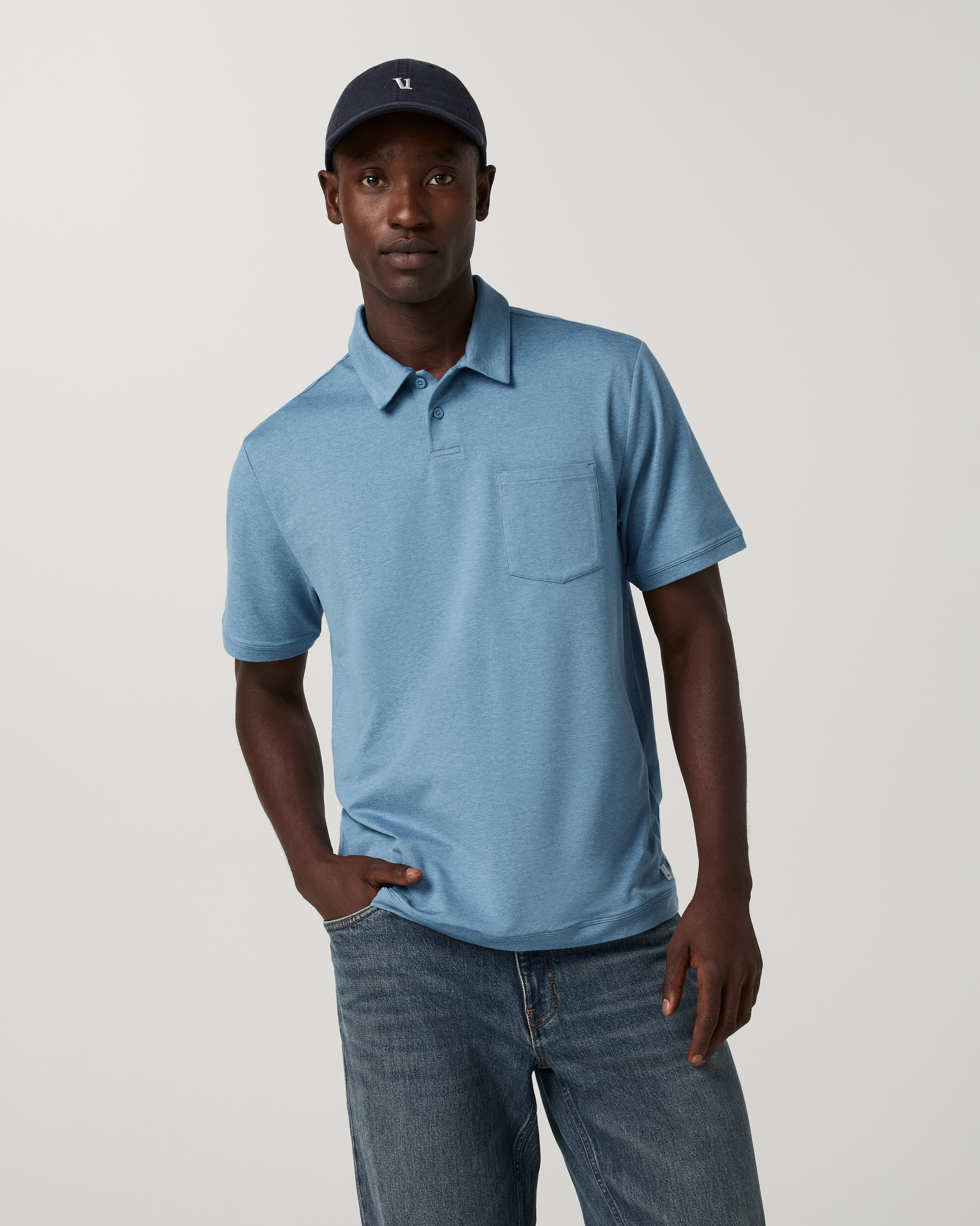 Short Sleeve Ponto Performance Polo | Salty Air Heather