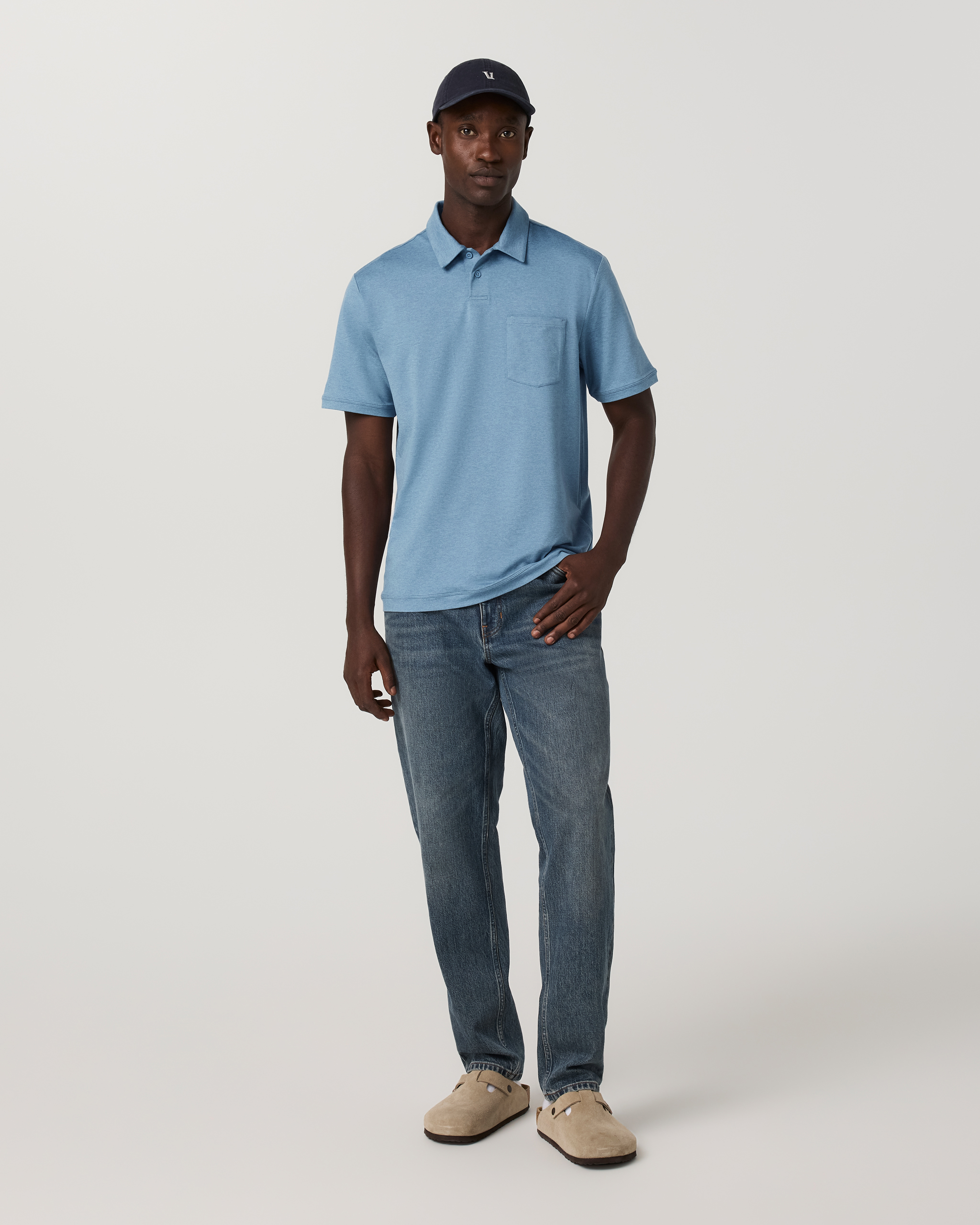 Short Sleeve Ponto Performance Polo | Salty Air Heather - Image 3
