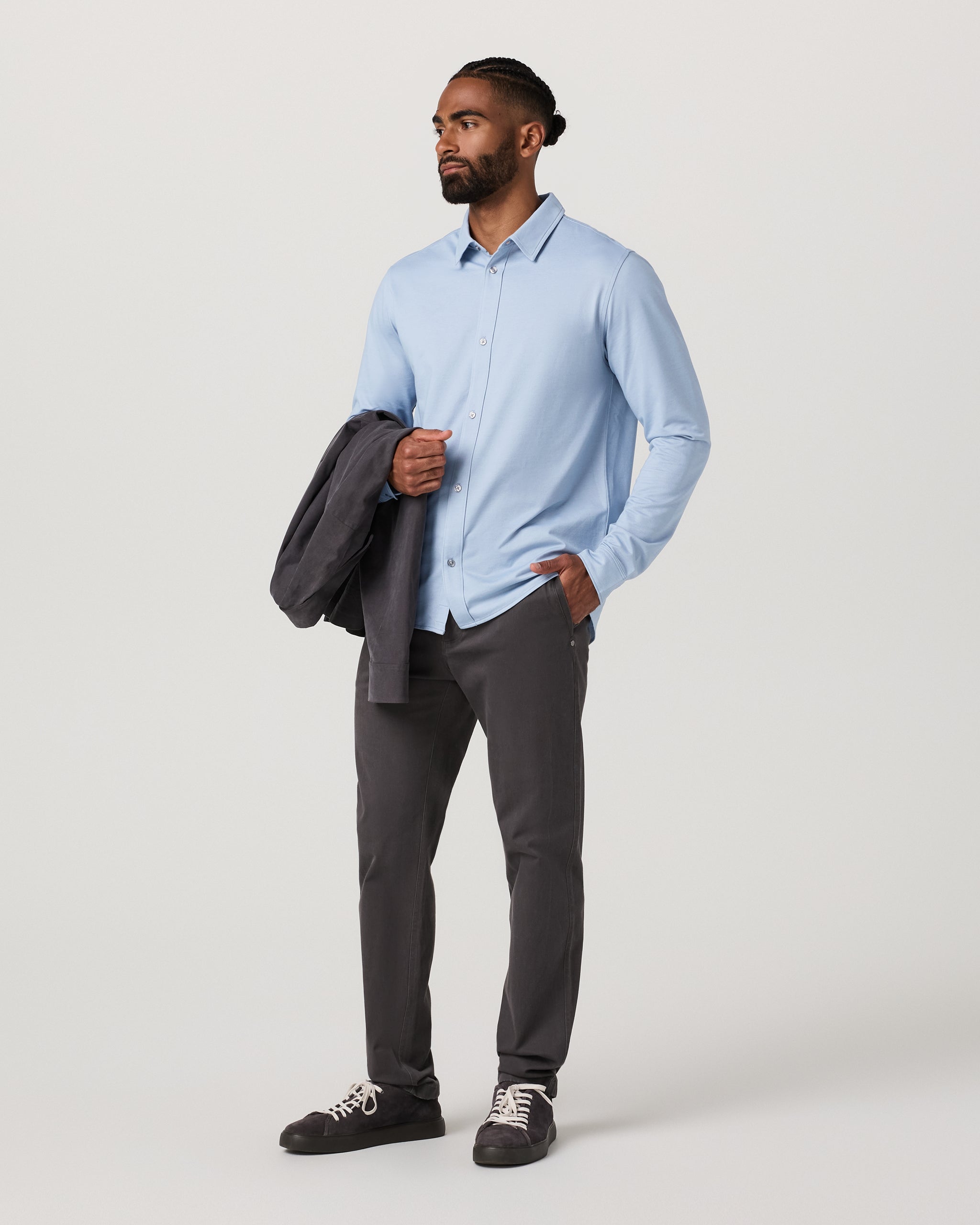 Long Sleeve Knit Oxford Button Down - Classic Fit | Blue Dusk - Image 4