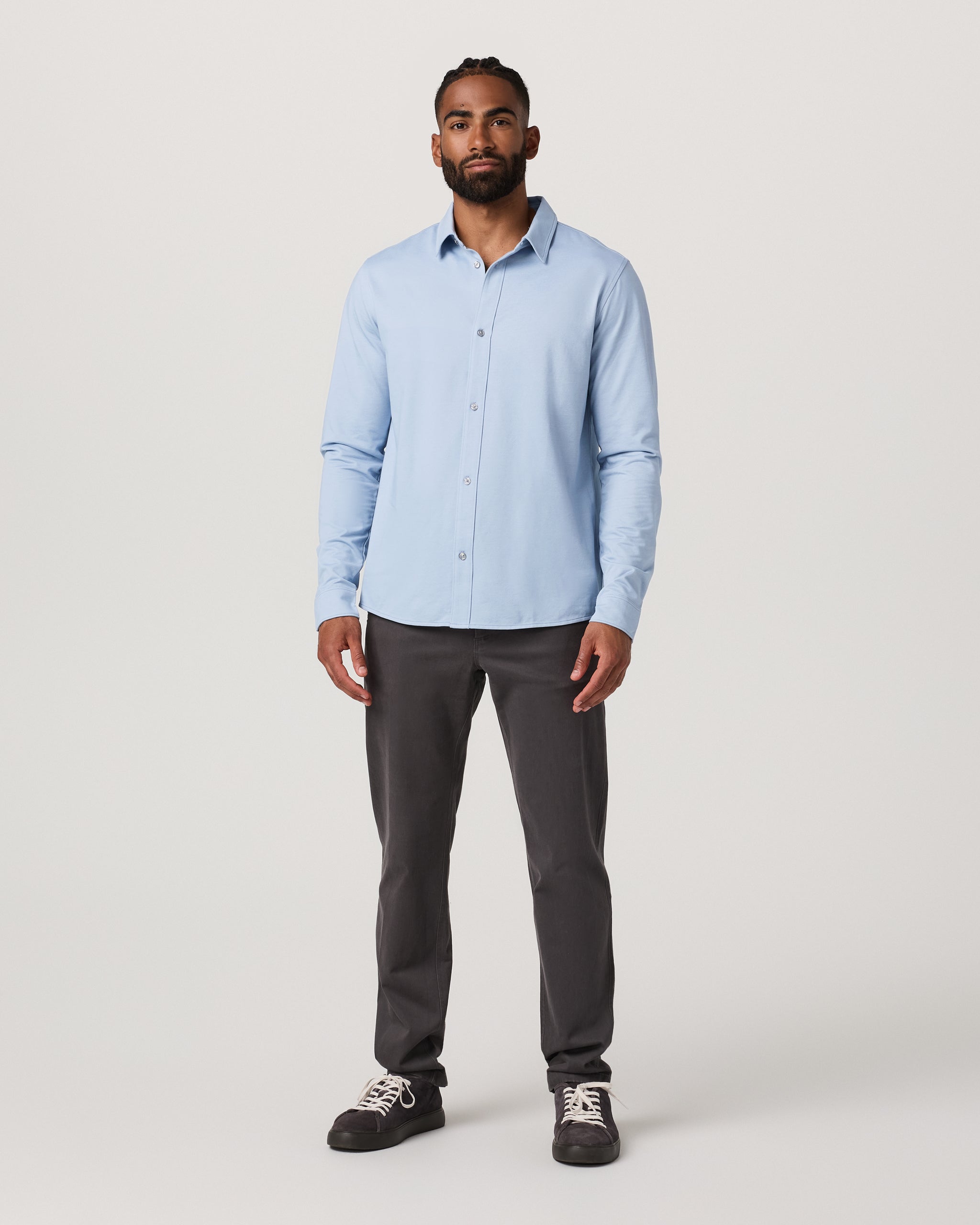 Long Sleeve Knit Oxford Button Down - Classic Fit | Blue Dusk - Image 5
