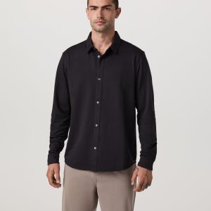 Long Sleeve Knit Oxford Button Down - Classic Fit | Black