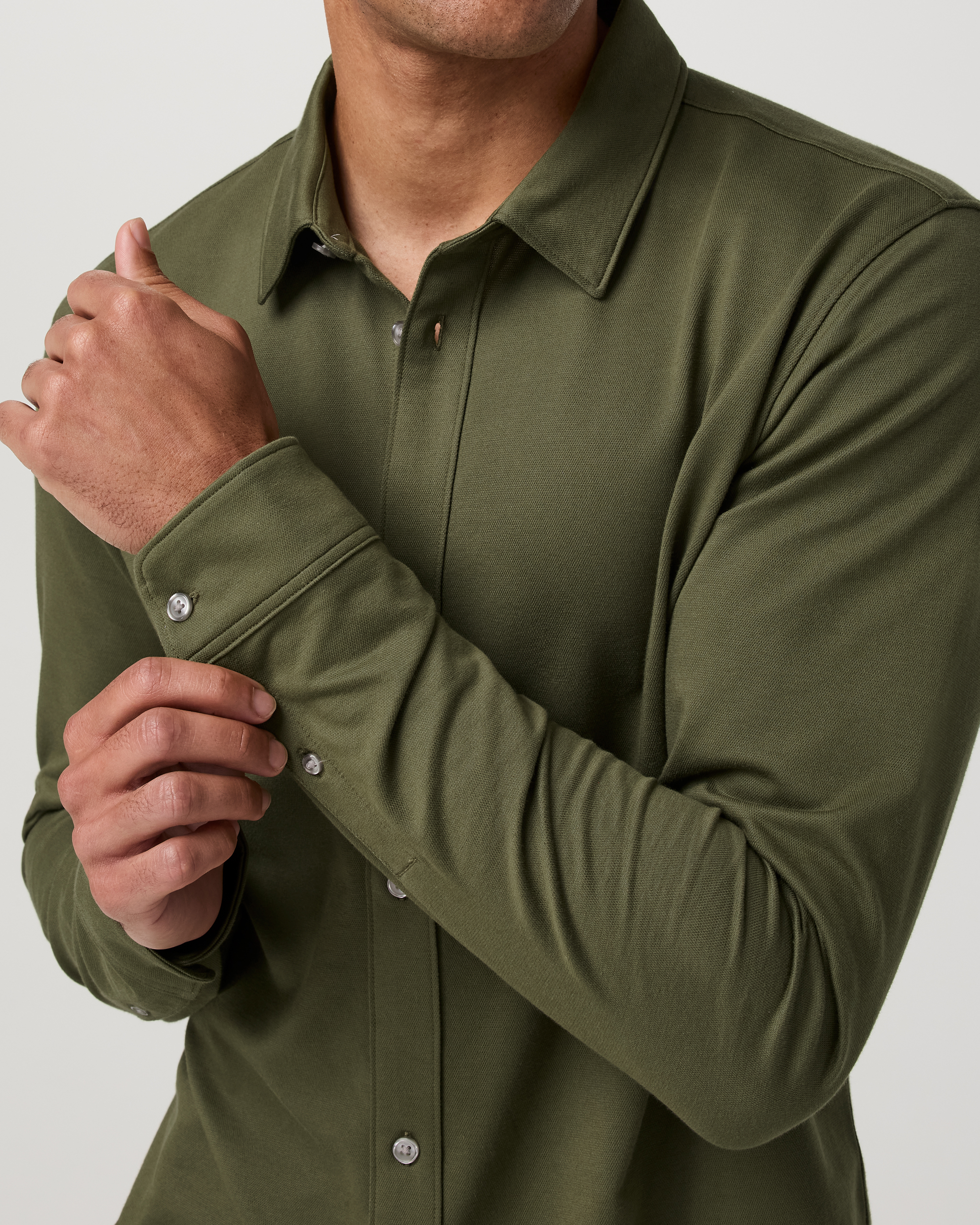 Long Sleeve Knit Oxford Button Down | Herb - Image 3