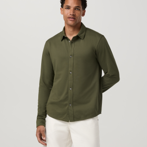 Long Sleeve Knit Oxford Button Down | Herb