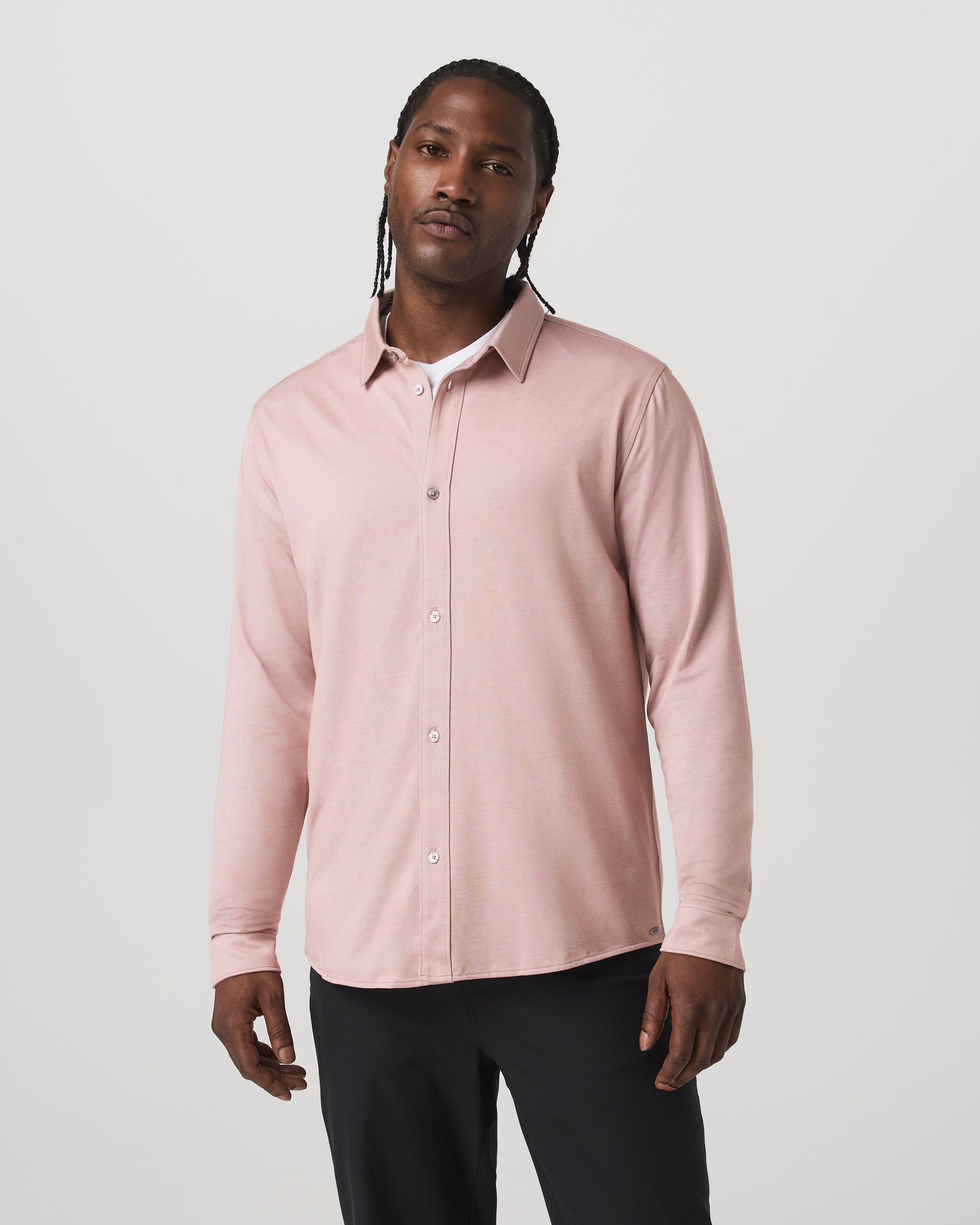 Long Sleeve Knit Oxford Button Down - Classic Fit | Mauve - Image 2