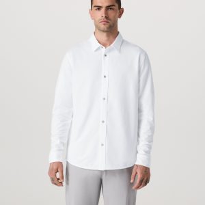 Long Sleeve Knit Oxford Button Down - Classic Fit | White