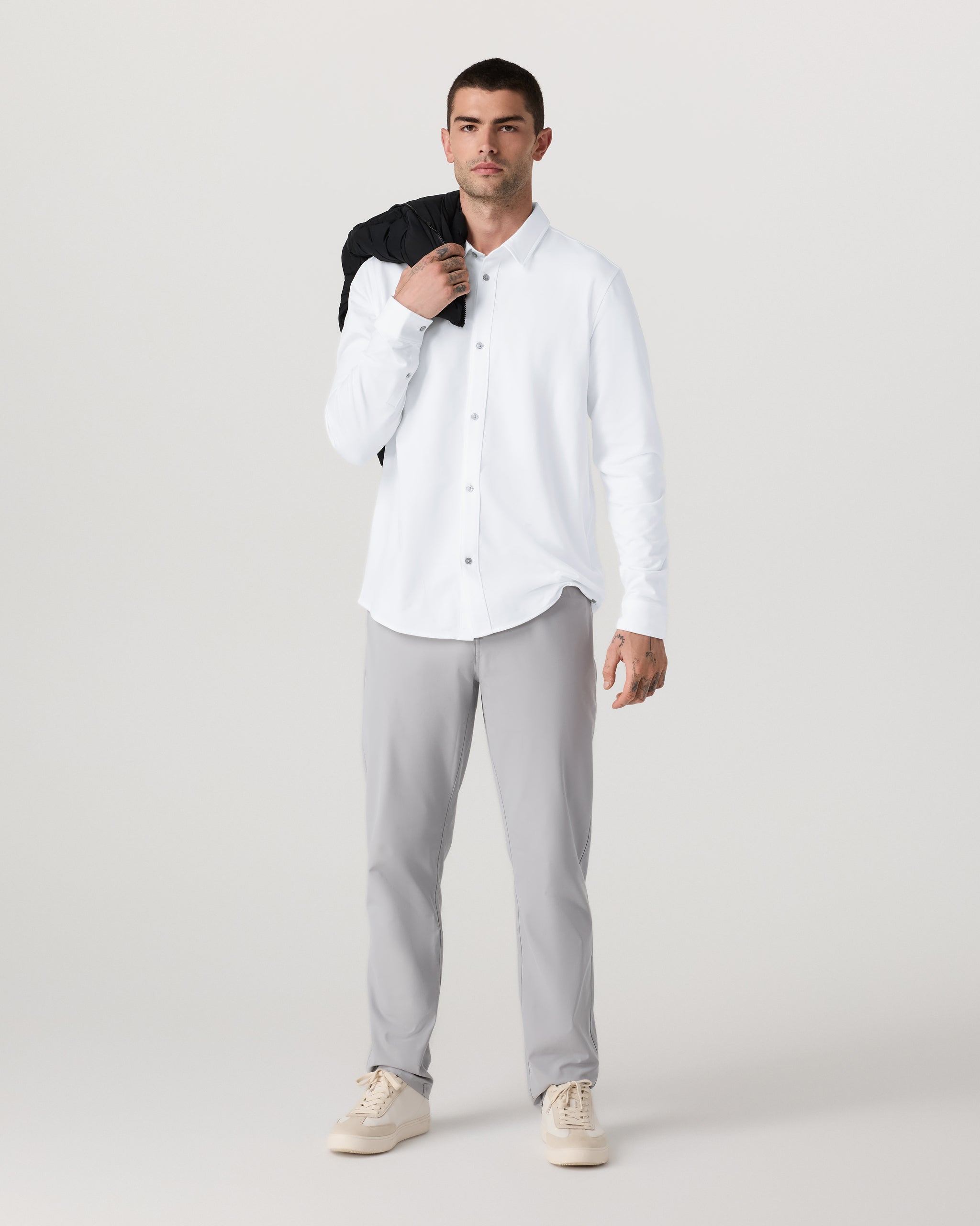Long Sleeve Knit Oxford Button Down - Classic Fit | White - Image 4