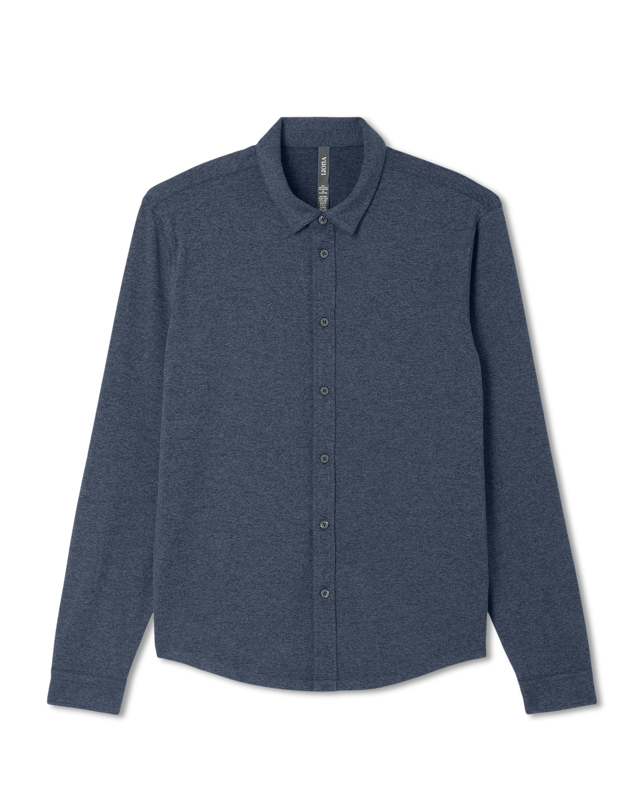 Long Sleeve Ponto Button Down Shirt | Azure Heather - Image 6
