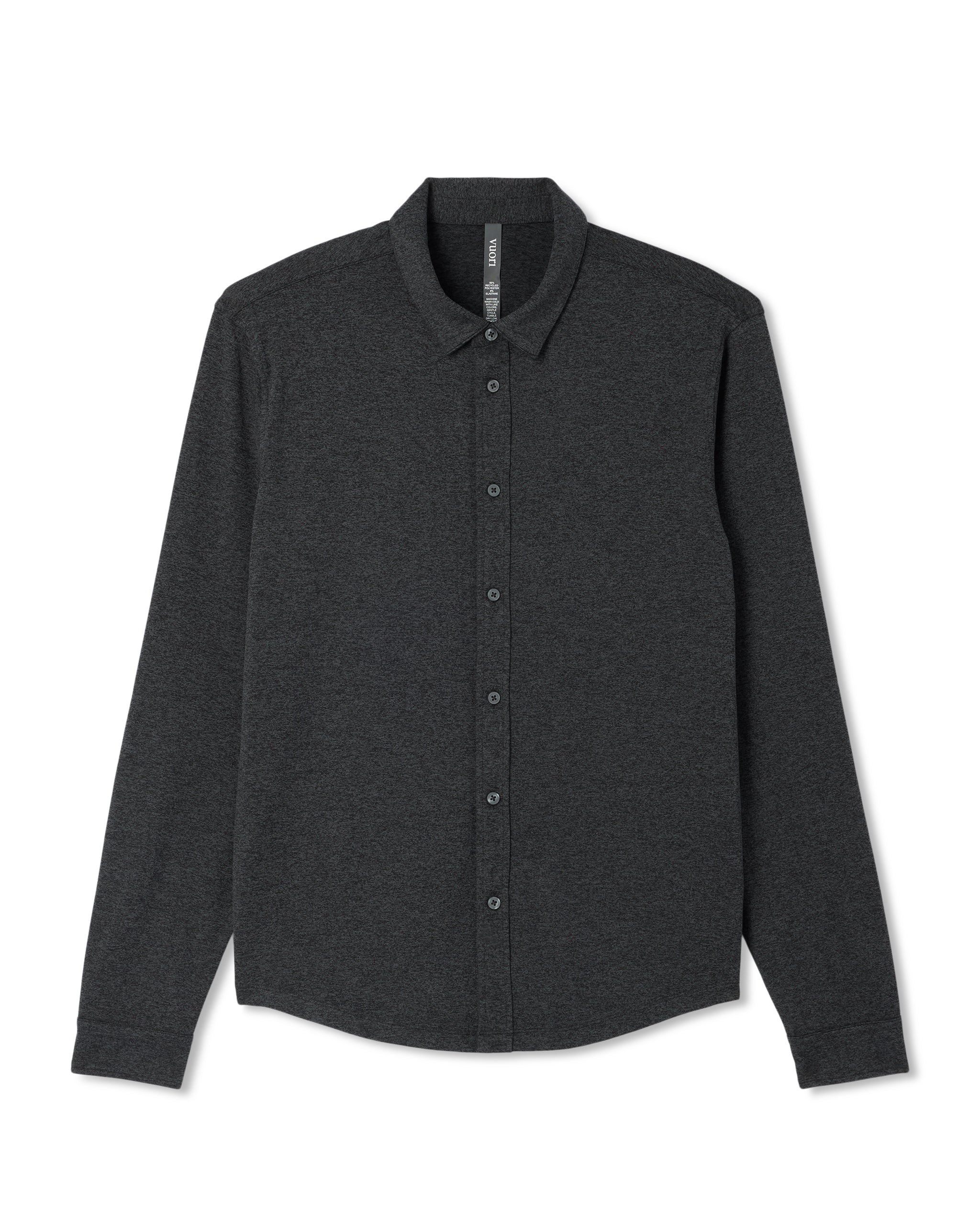 Long Sleeve Ponto Button Down Shirt | Charcoal Heather - Image 6