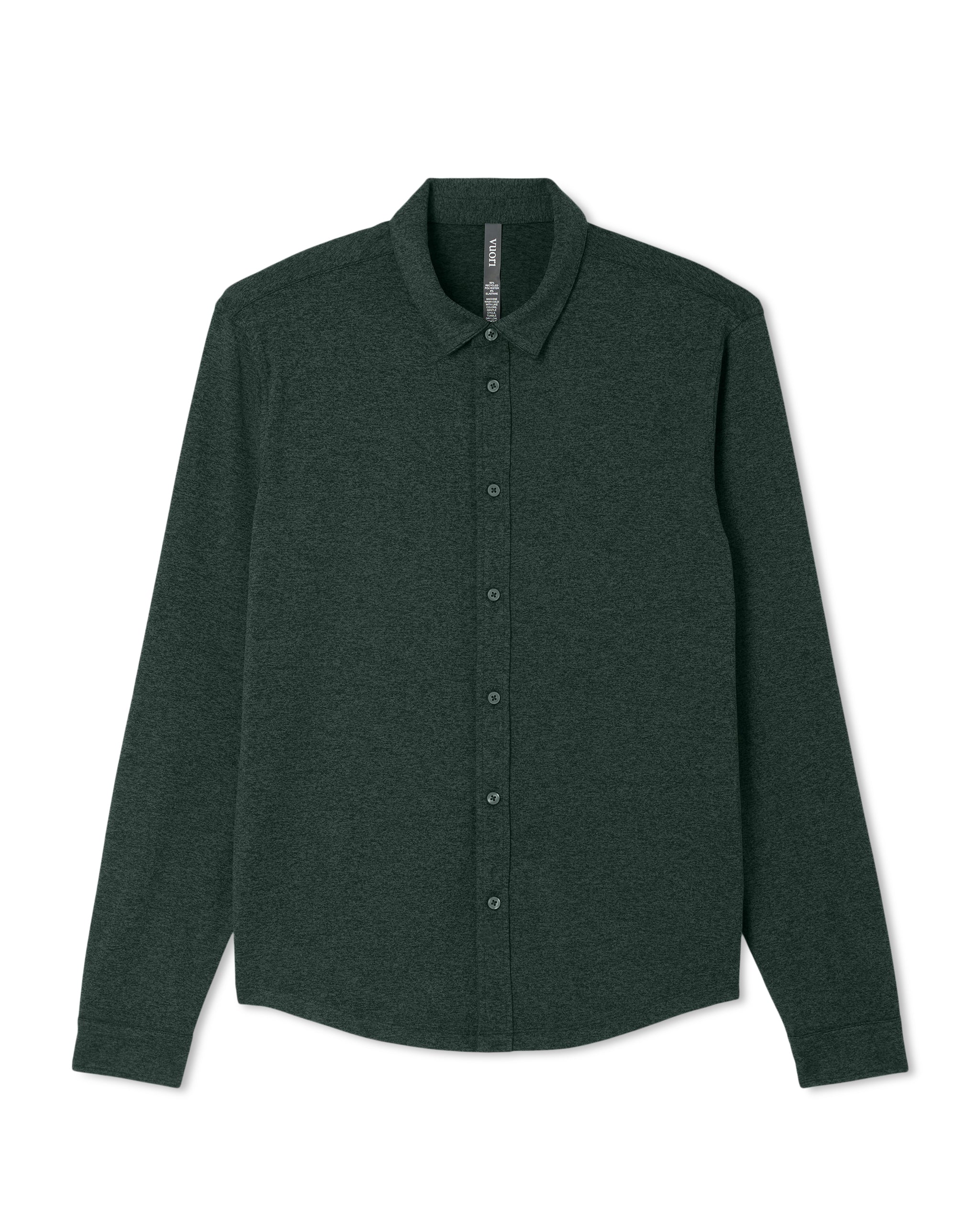 Long Sleeve Ponto Button Down Shirt | Evergreen Heather - Image 6