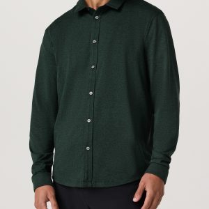 Long Sleeve Ponto Button Down Shirt | Evergreen Heather