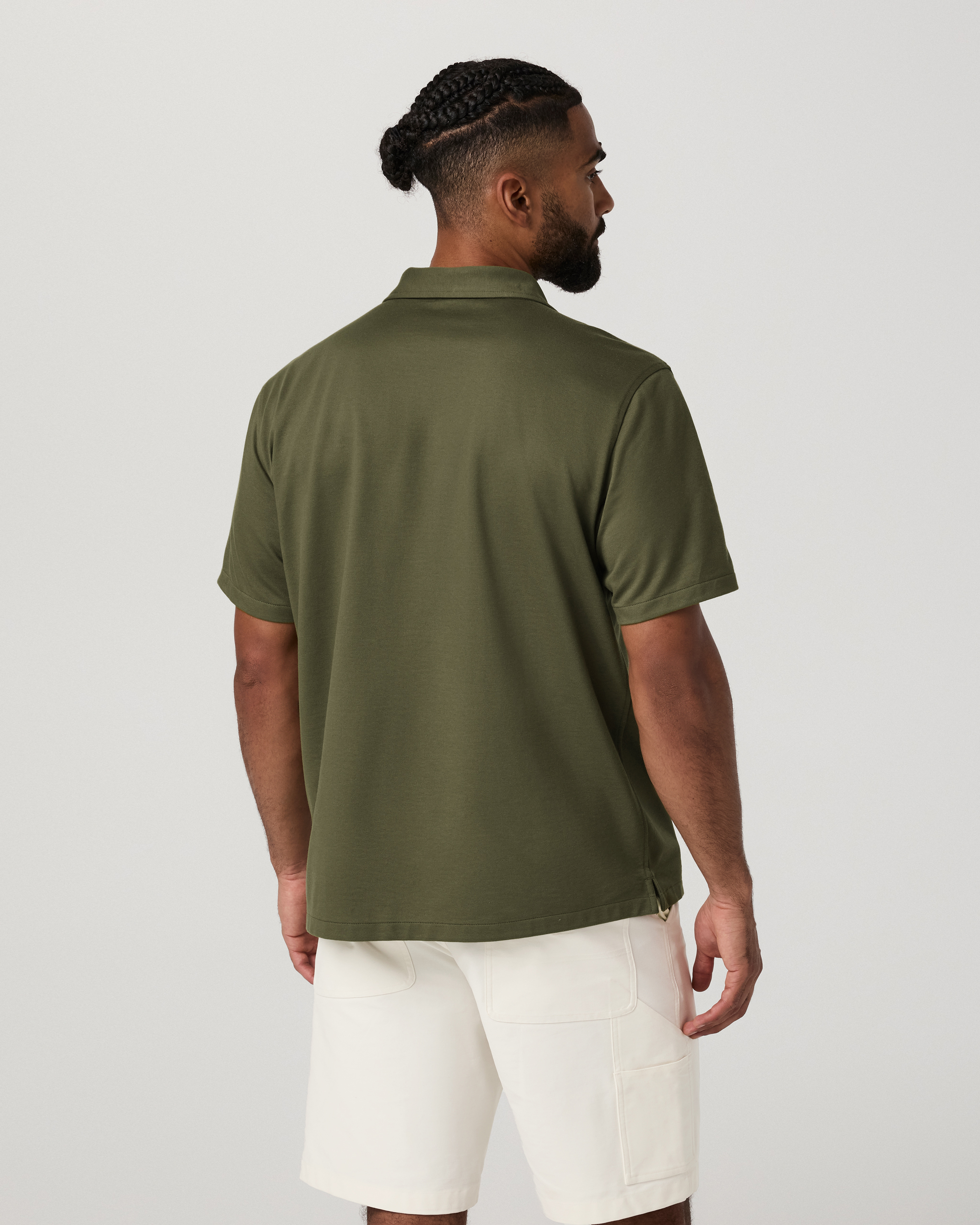 Short Sleeve Knit Oxford Camp Collar Button Down | Herb - Image 4