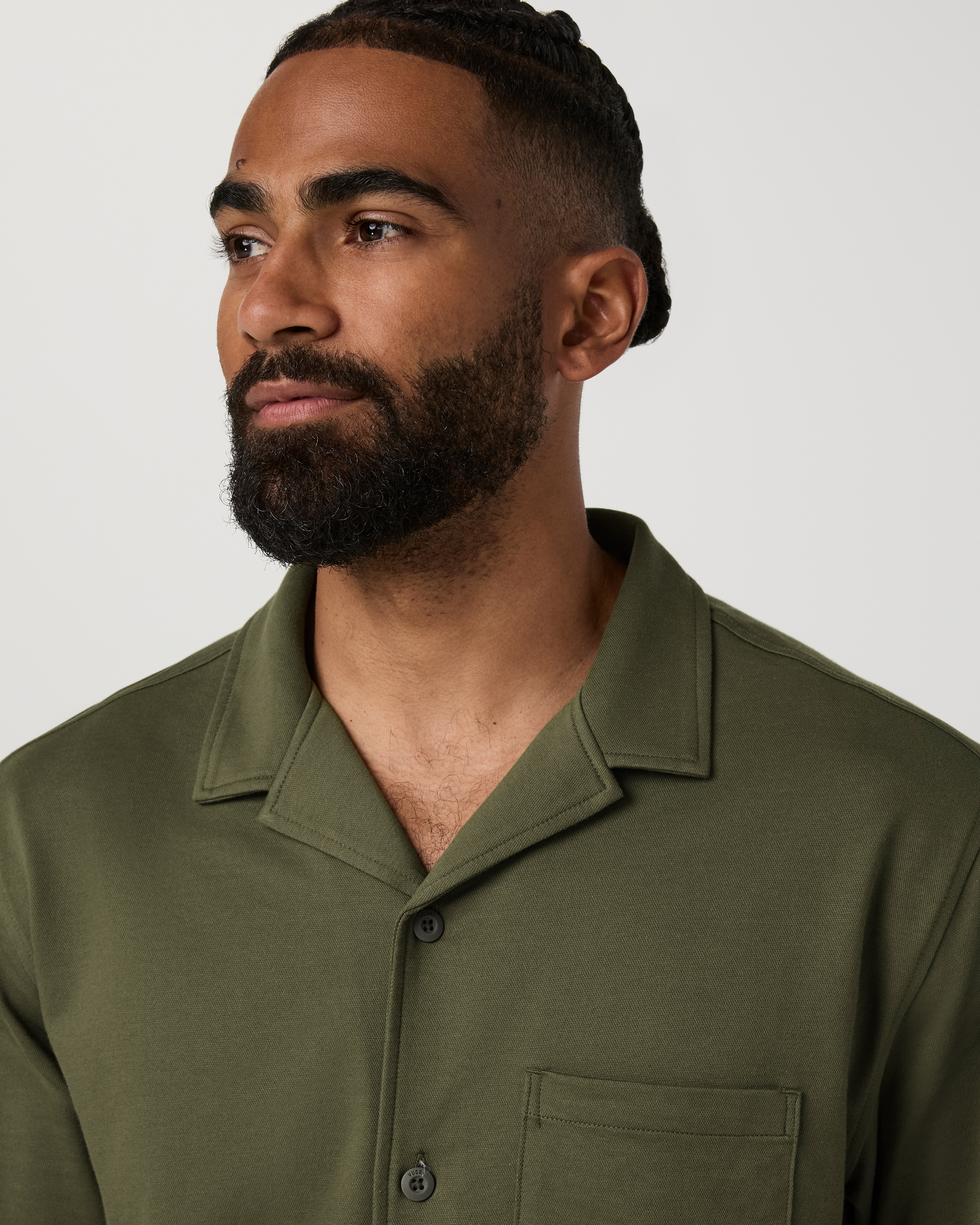 Short Sleeve Knit Oxford Camp Collar Button Down | Herb - Image 2