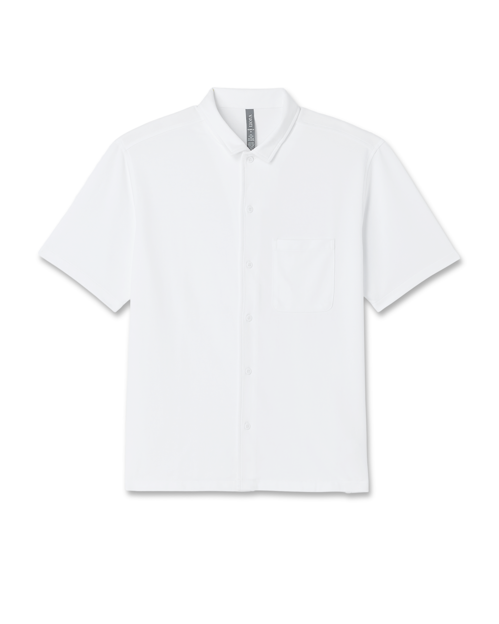 Short Sleeve Knit Oxford Camp Collar Button Down | White - Image 6