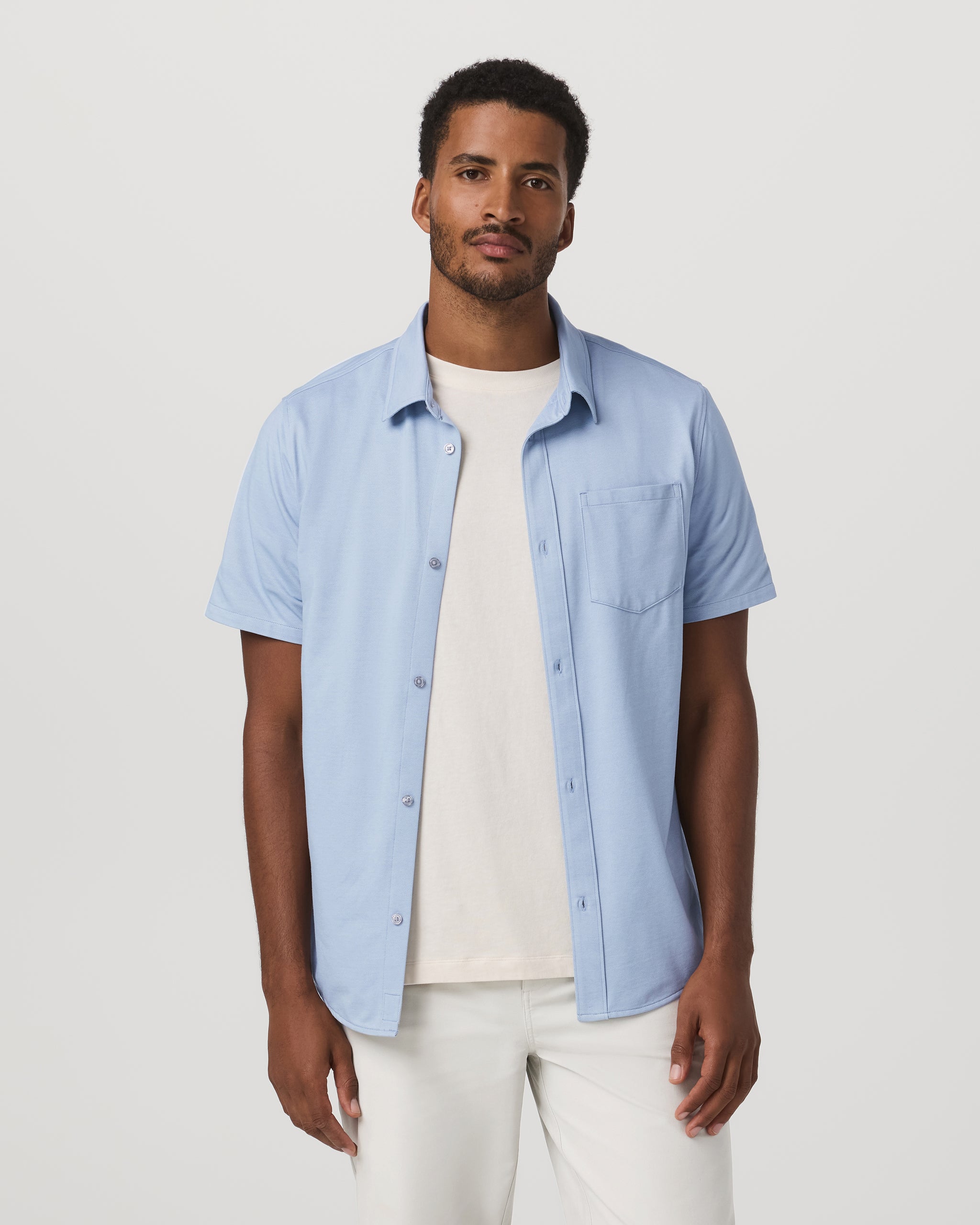 Short Sleeve Knit Oxford Button Down - Classic Fit | Blue Dusk