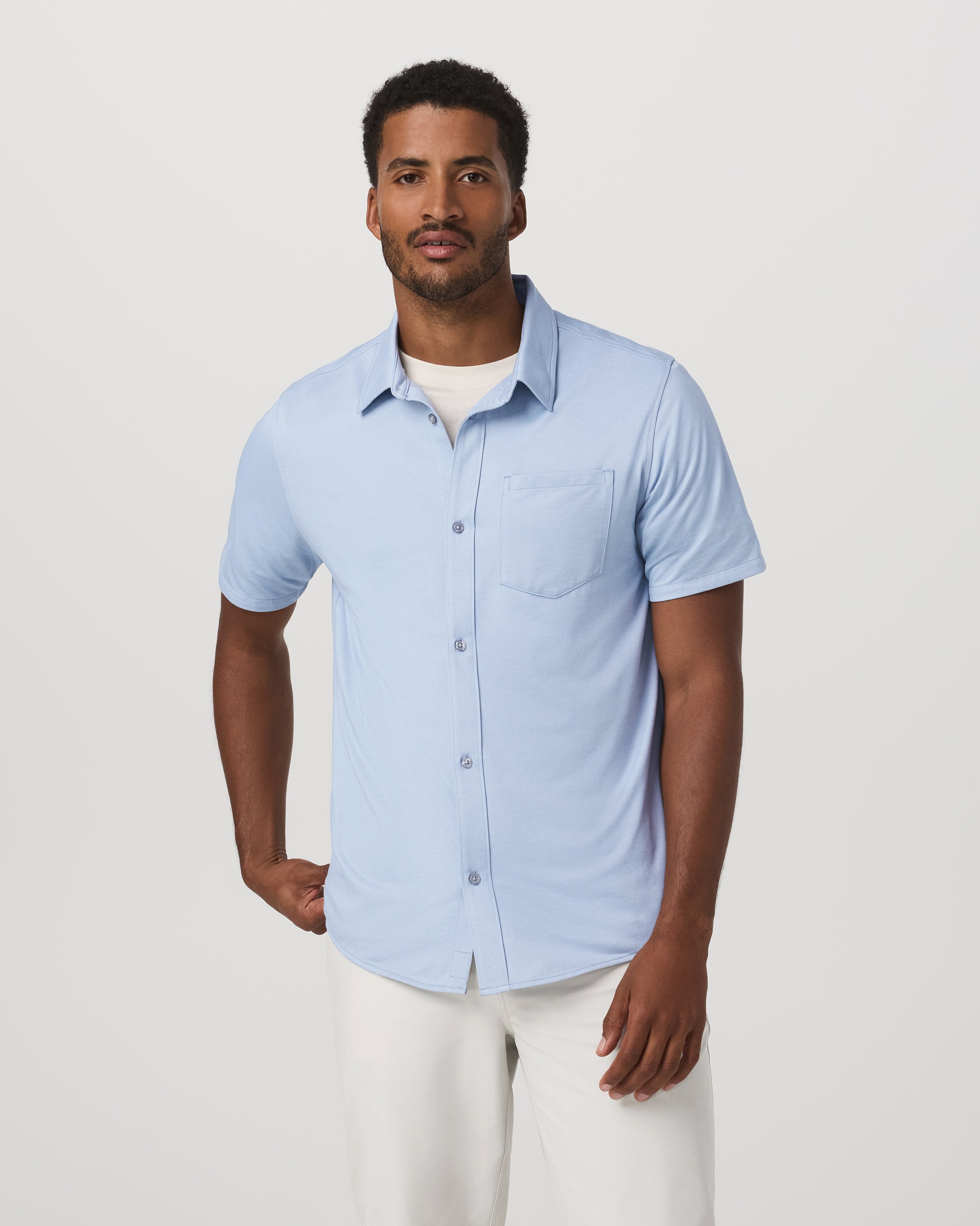 Short Sleeve Knit Oxford Button Down - Classic Fit | Blue Dusk - Image 5
