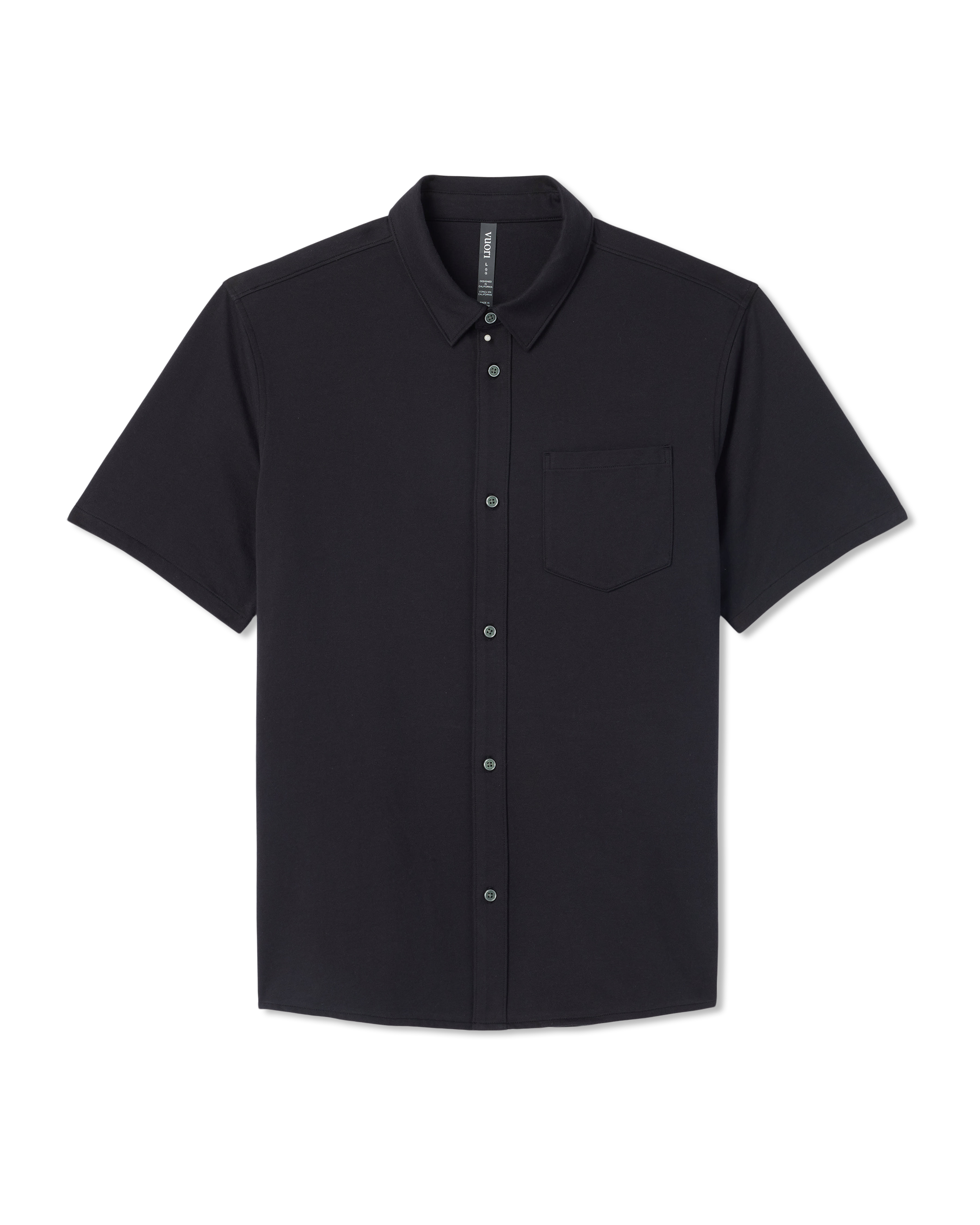 Short Sleeve Knit Oxford Button Down | Black - Image 6