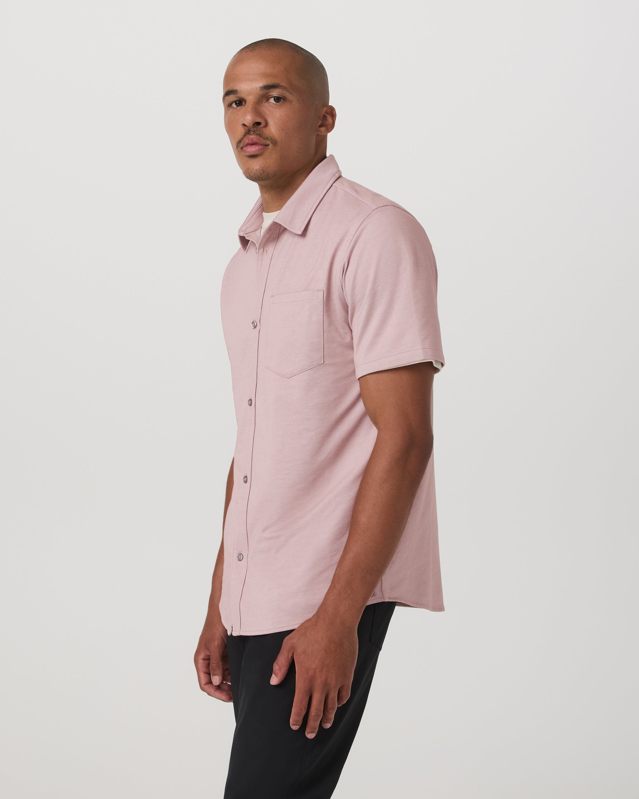 Short Sleeve Knit Oxford Button Down - Classic Fit | Mauve