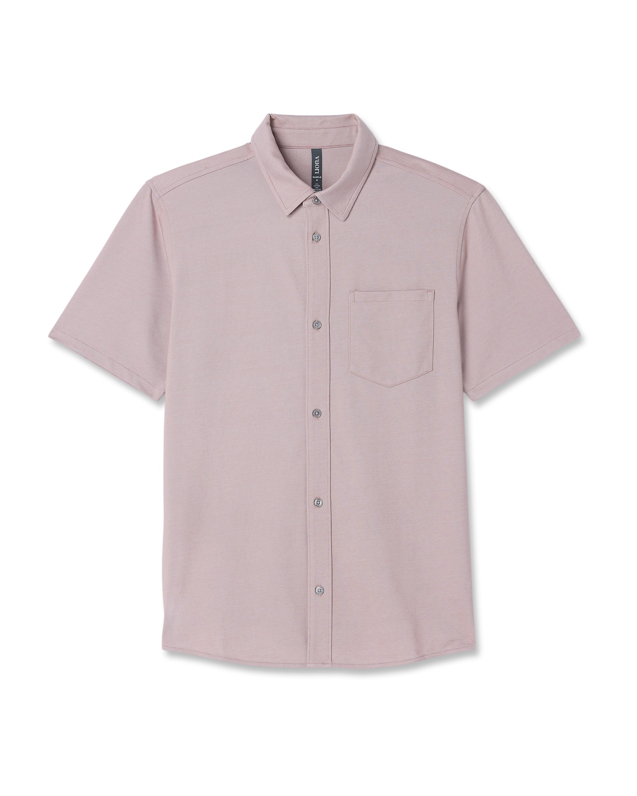 Short Sleeve Knit Oxford Button Down - Classic Fit | Mauve - Image 6