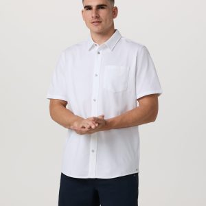 Short Sleeve Knit Oxford Button Down - Classic Fit | White