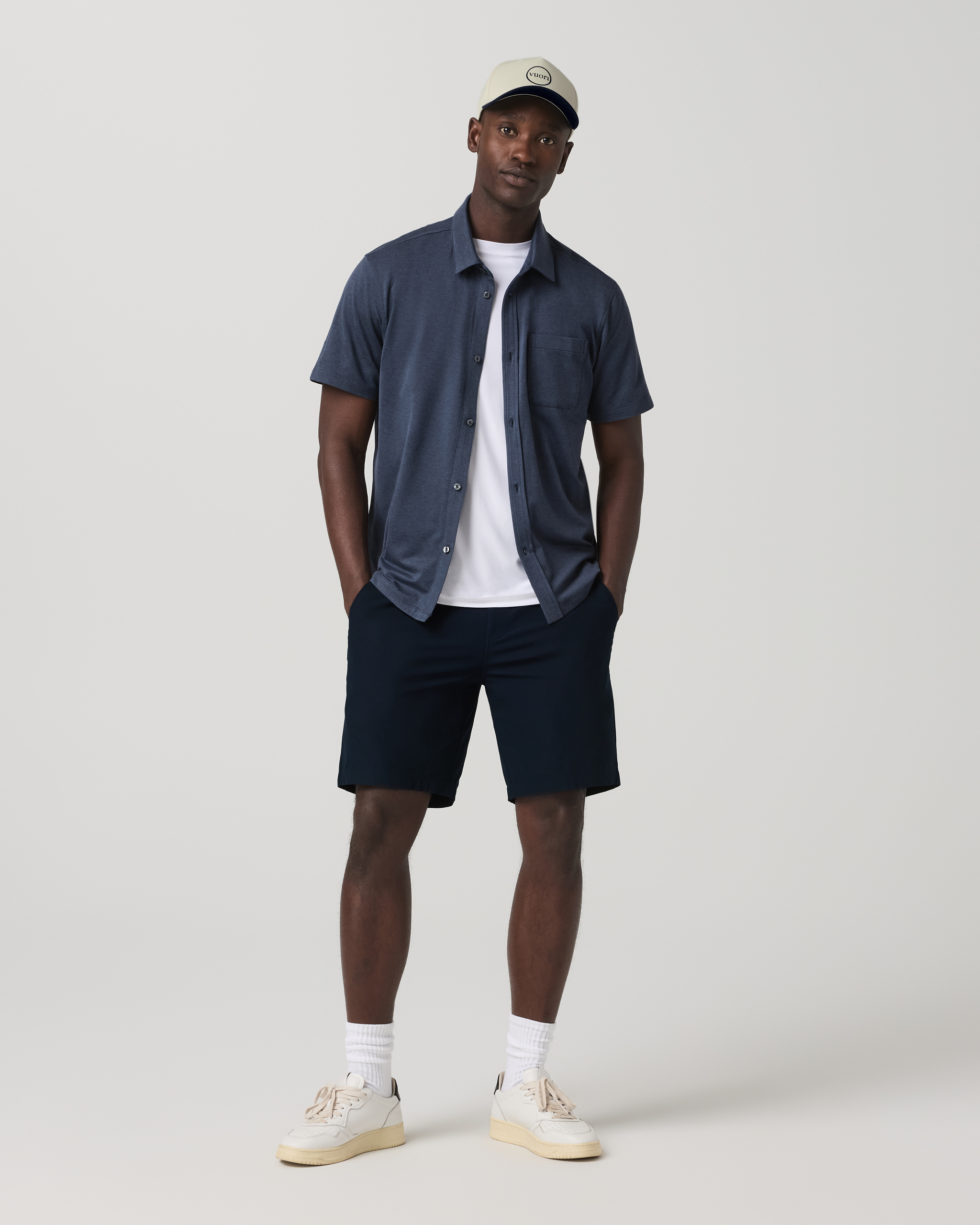 Short Sleeve Ponto Button Down Shirt | Azure Heather - Image 3