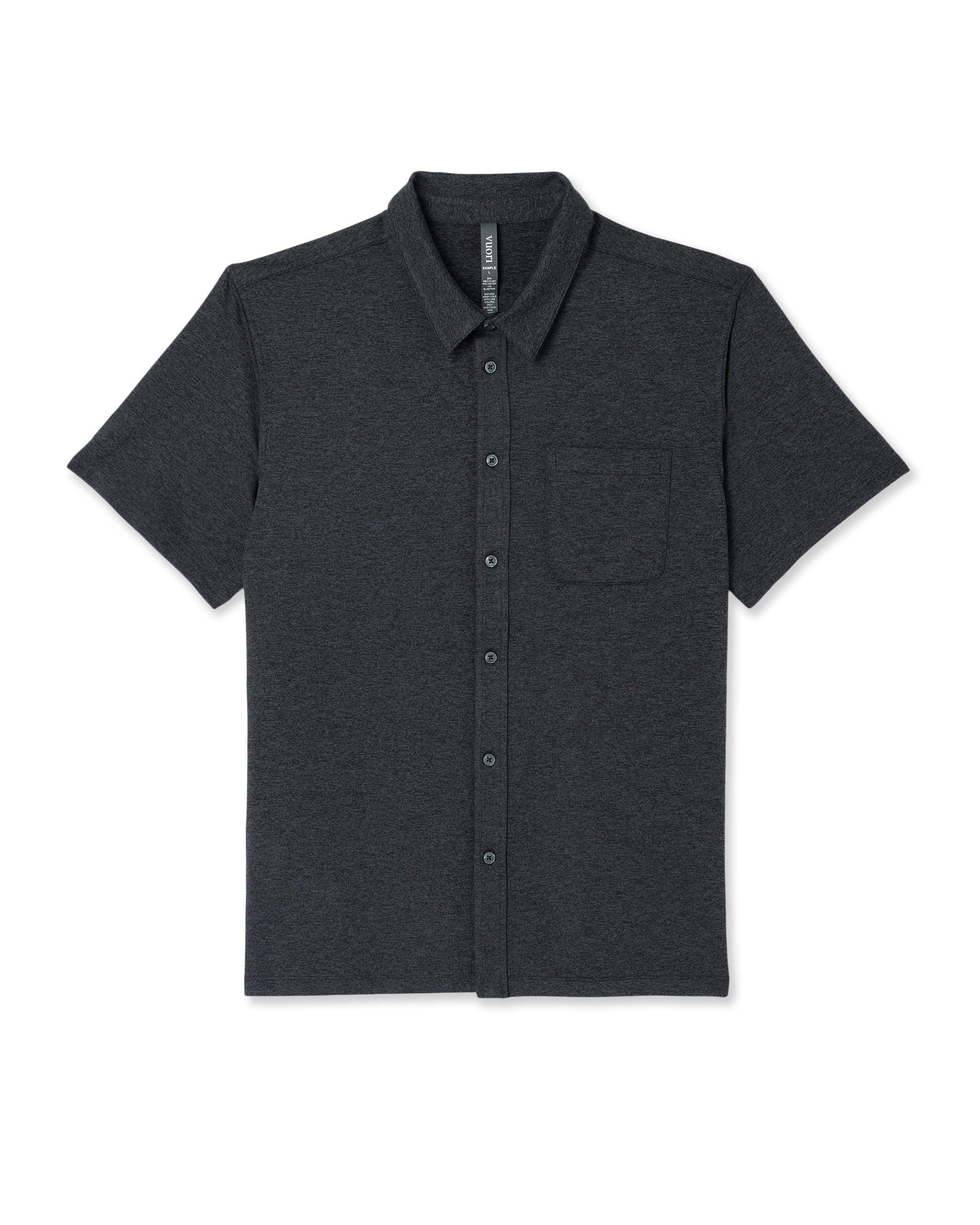 Short Sleeve Ponto Button Down Shirt | Charcoal Heather - Image 6