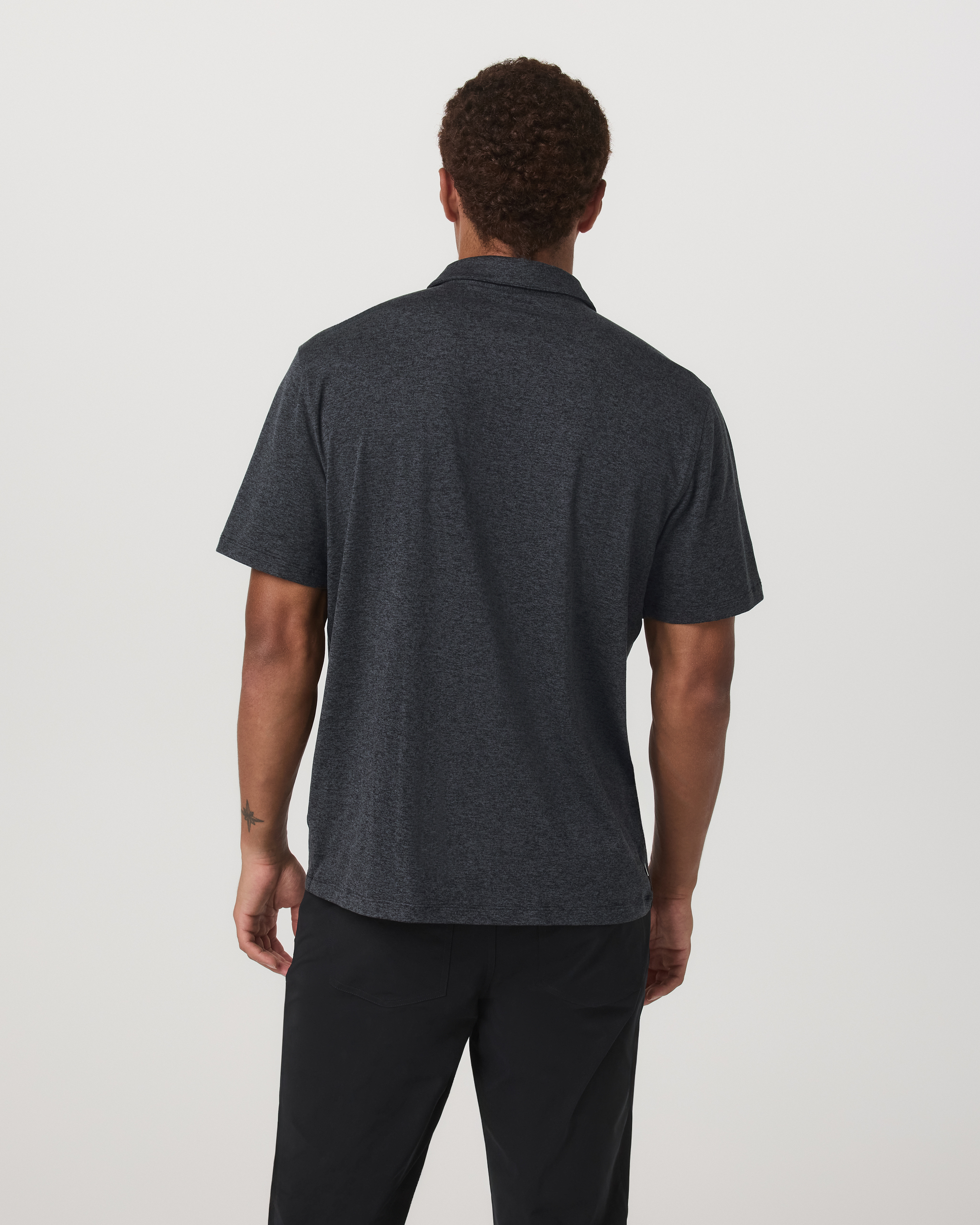 Short Sleeve Ponto Button Down Shirt | Charcoal Heather - Image 3