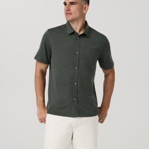Short Sleeve Ponto Button Down Shirt | River Rock Heather